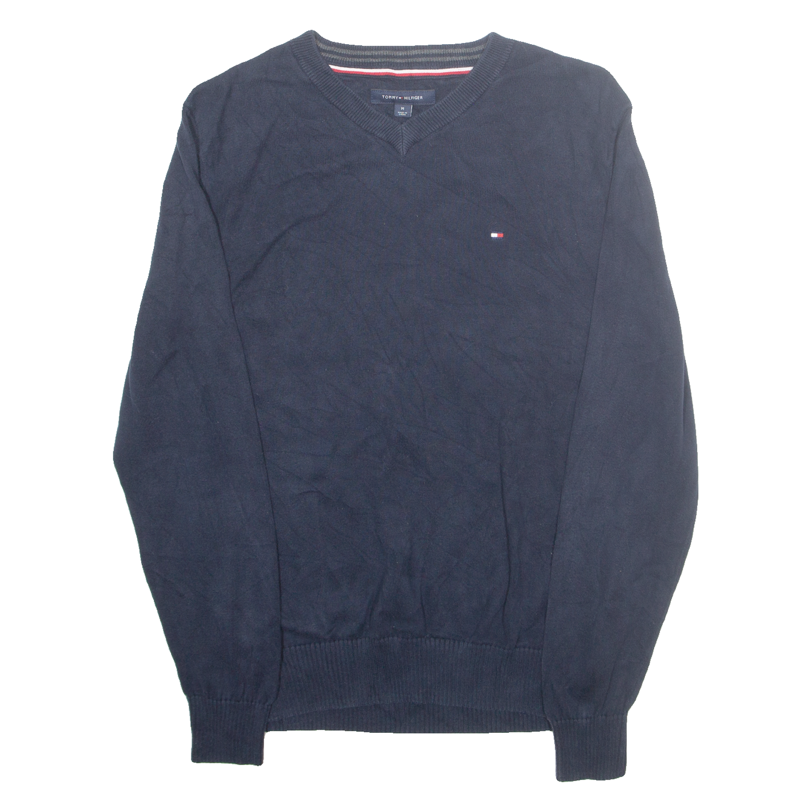 TOMMY HILFIGER Mens Jumper Blue V-Neck Tight Knit M Refurbished - N/A refurbished available on Cerqular