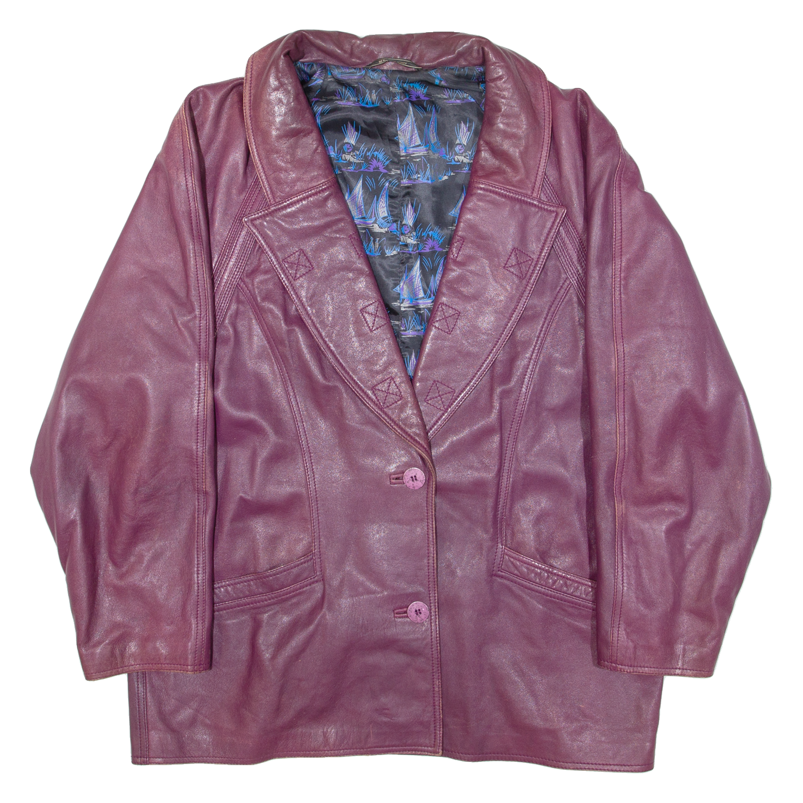 Womens Blazer Jacket Maroon Leather L Refurbished - N/A refurbished available on Cerqular
