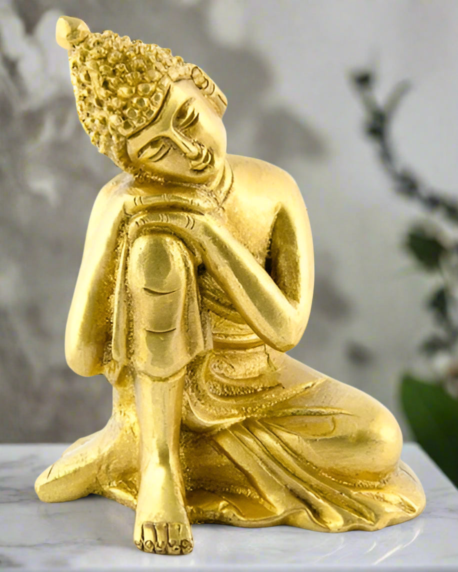 Awakened One: Handcrafted Brass Buddha Statue (4"") Refurbished - N/A refurbished available on Cerqular