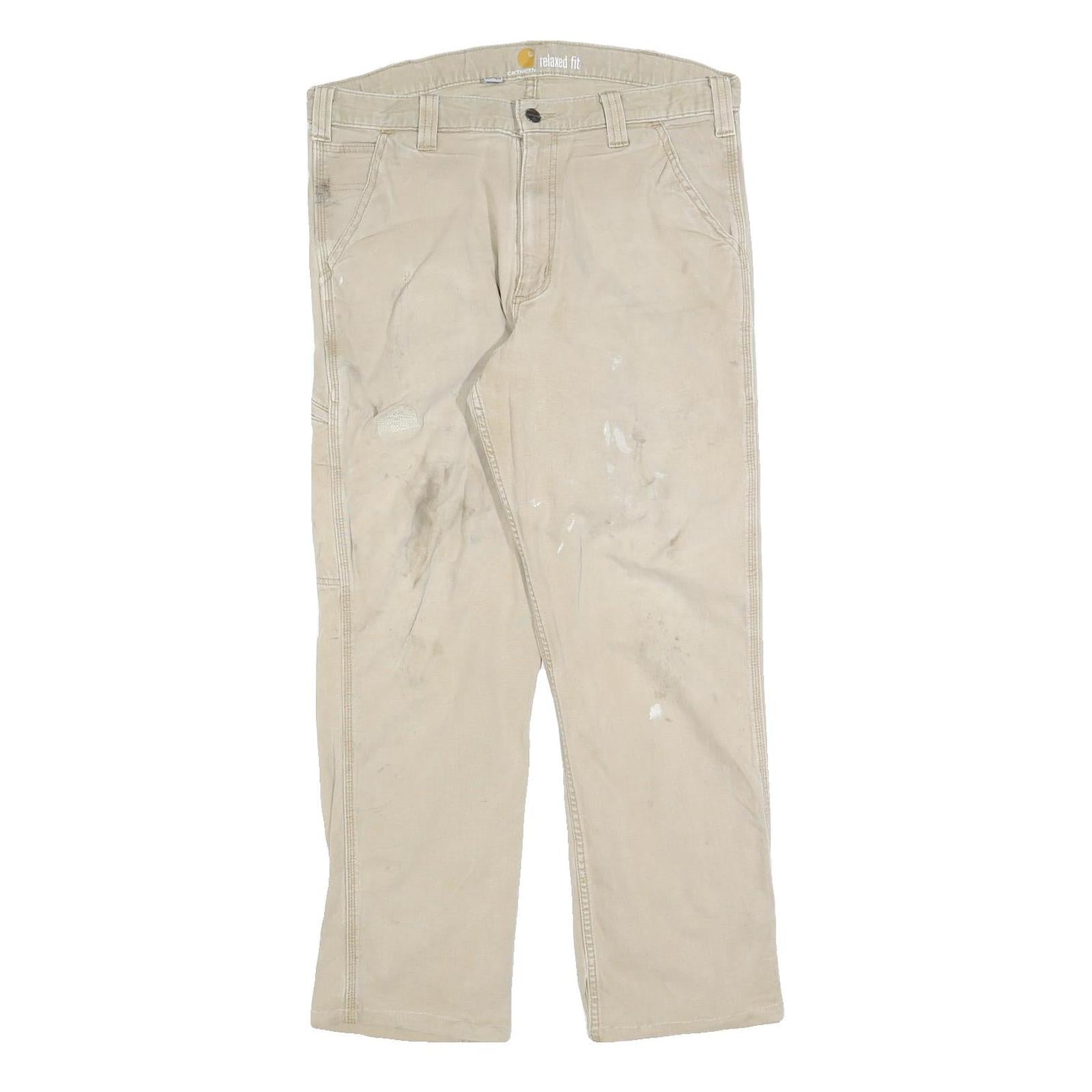 CARHARTT Mens Cotton Blend Beige Relaxed W34 L27 Workwear Utility Trousers Refurbished - N/A refurbished available on Cerqular