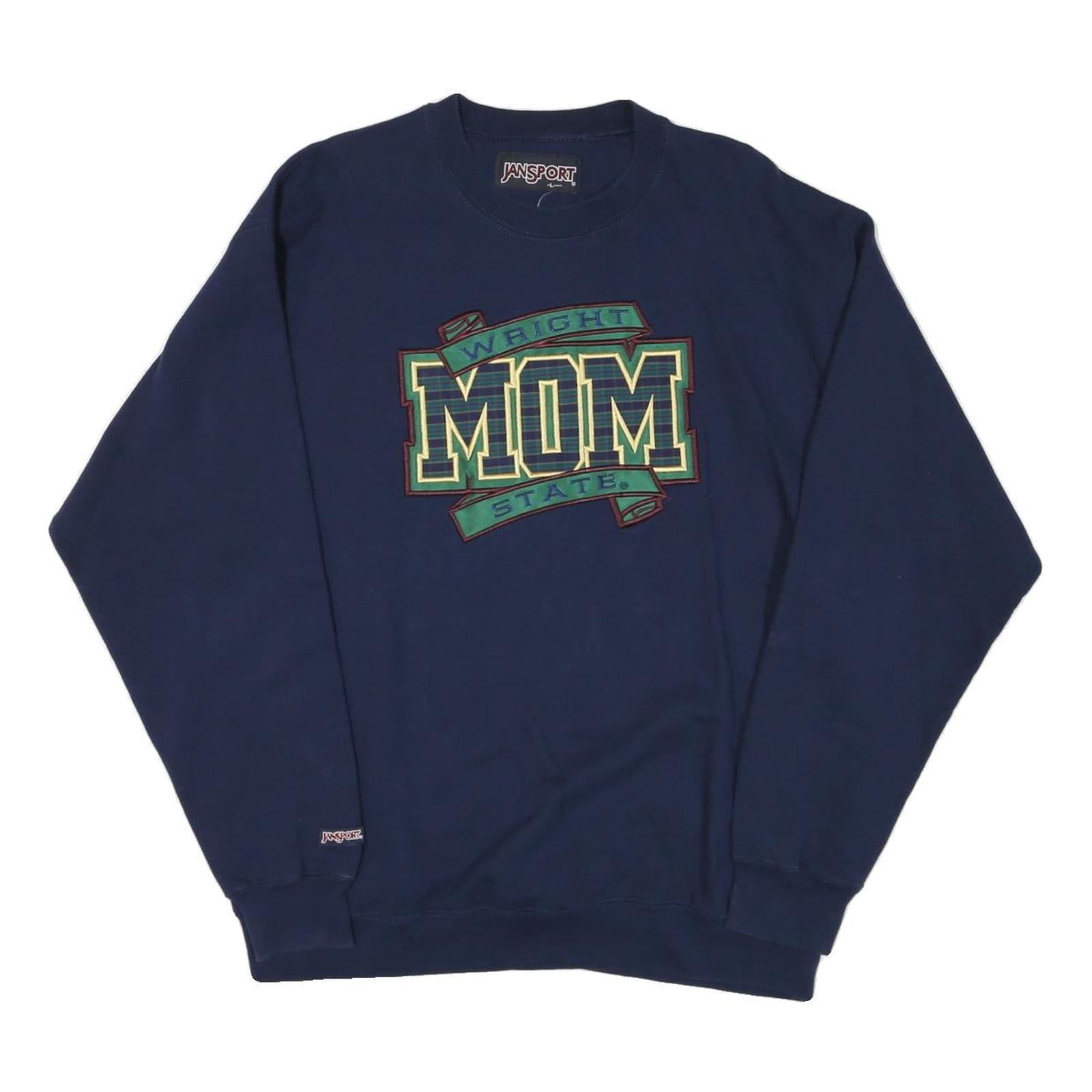 JANSPORT Mens Navy Blue Wright State Crew Neck L Sweatshirt Cotton Blend Refurbished - N/A refurbished available on Cerqular