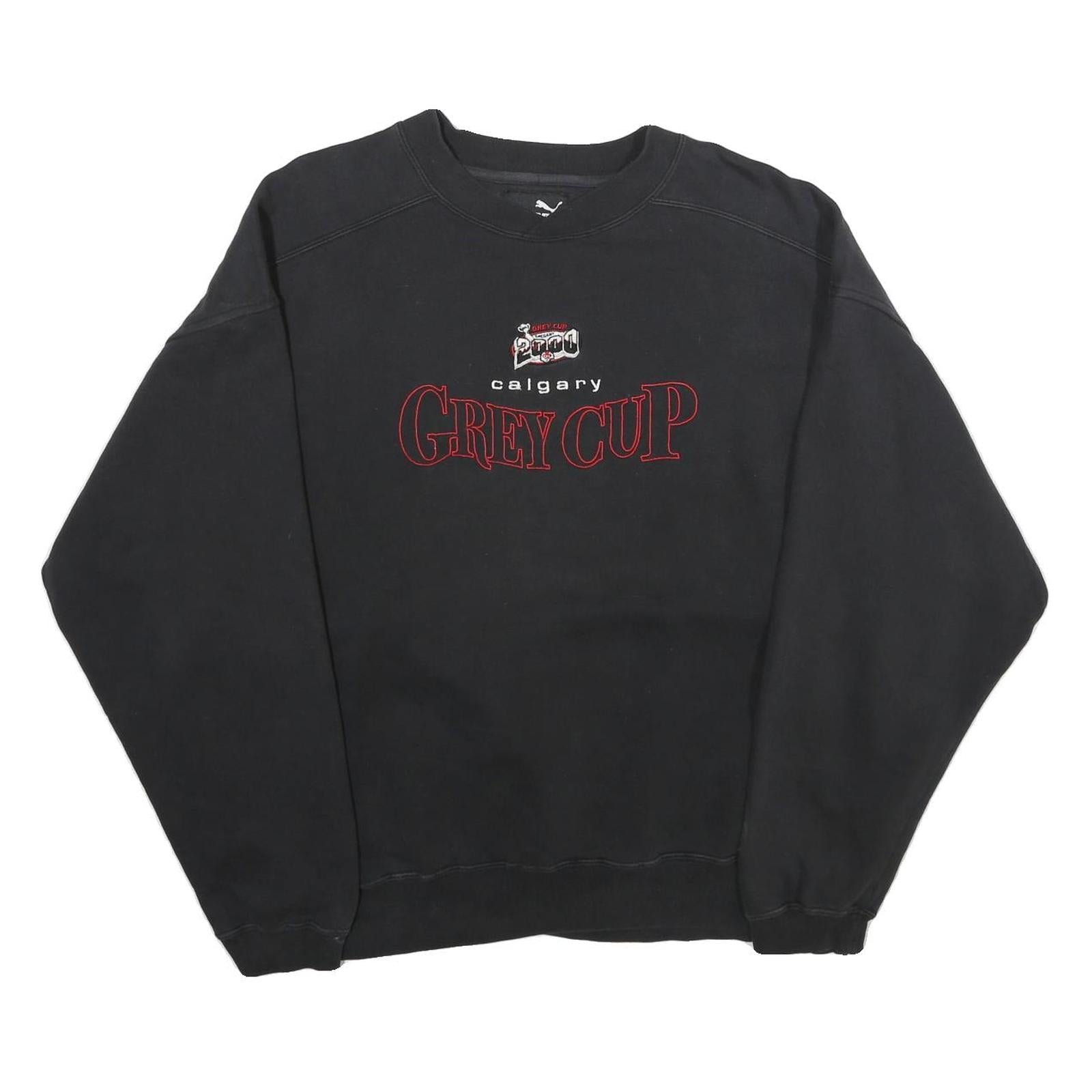 PUMA Mens Black Grey Cup Crew Neck L Cotton Blend Sweatshirt Casual Pullover Refurbished - N/A refurbished available on Cerqular