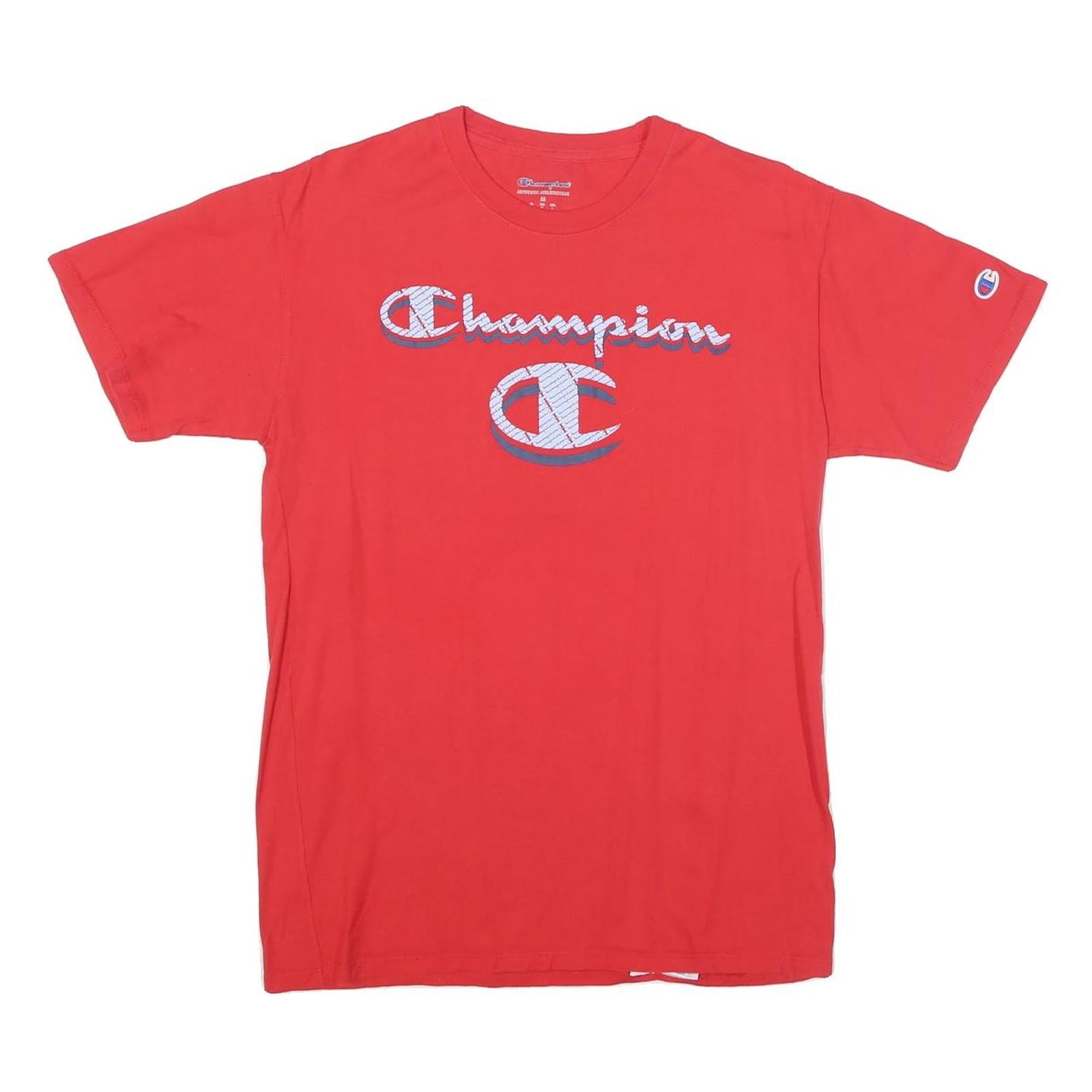 CHAMPION Mens Red Graphic T-Shirt M Short Sleeve Crew Neck Branding Comfort Refurbished - N/A refurbished available on Cerqular