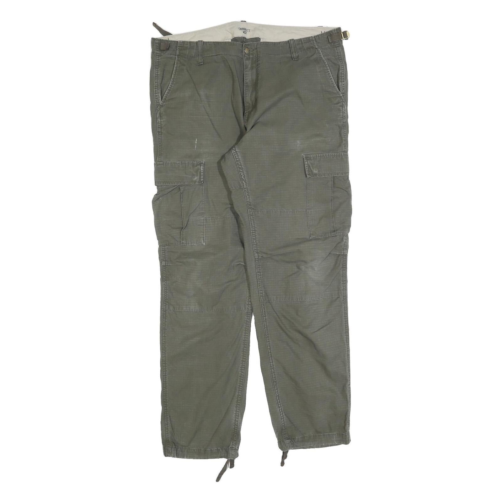 CARHARTT Mens Cotton Blend Green Regular Cargo Trousers W36 L32 Workwear Utility Refurbished - N/A refurbished available on Cerqular