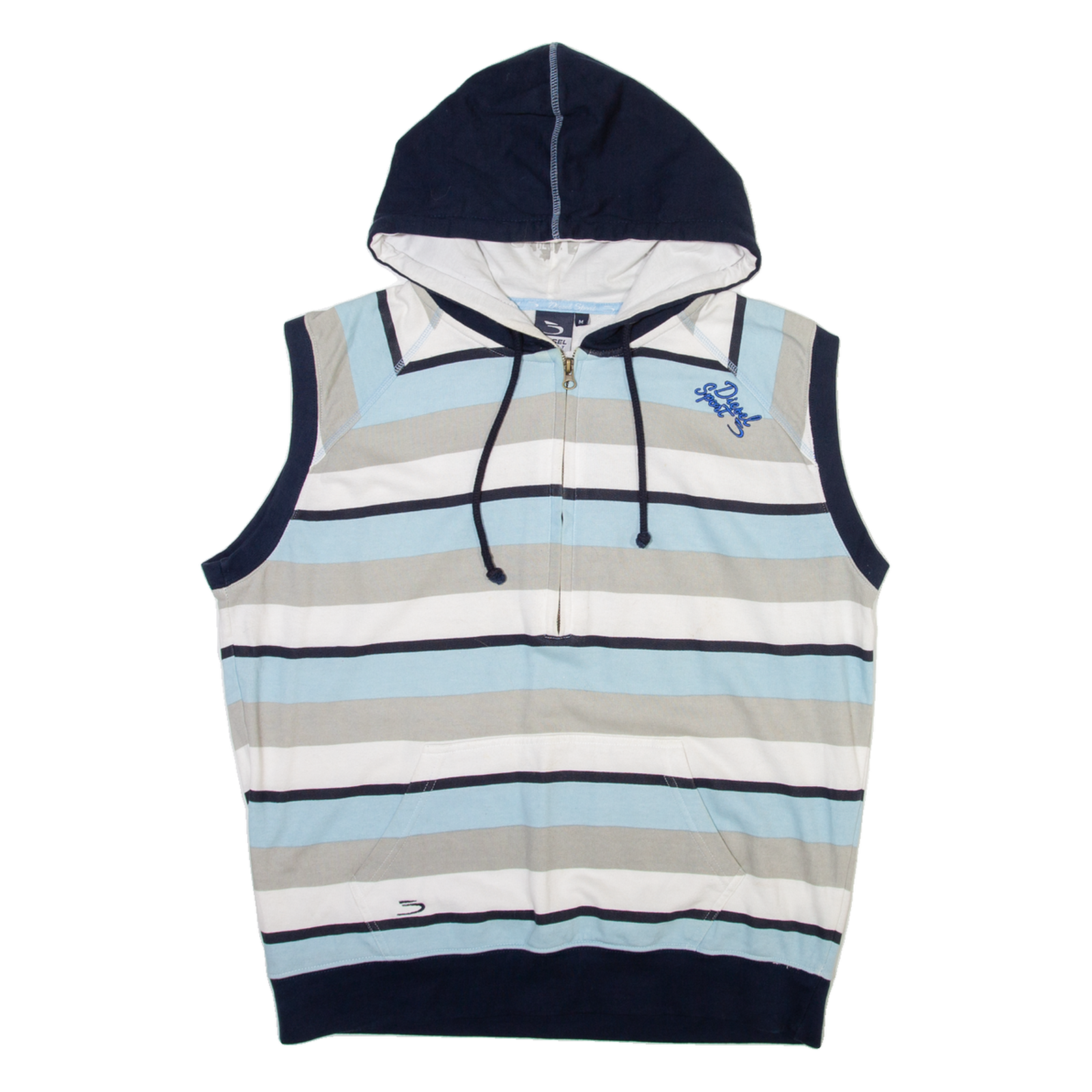DIESEL Striped Vest Mens Blue Hoodie M Refurbished - N/A refurbished available on Cerqular
