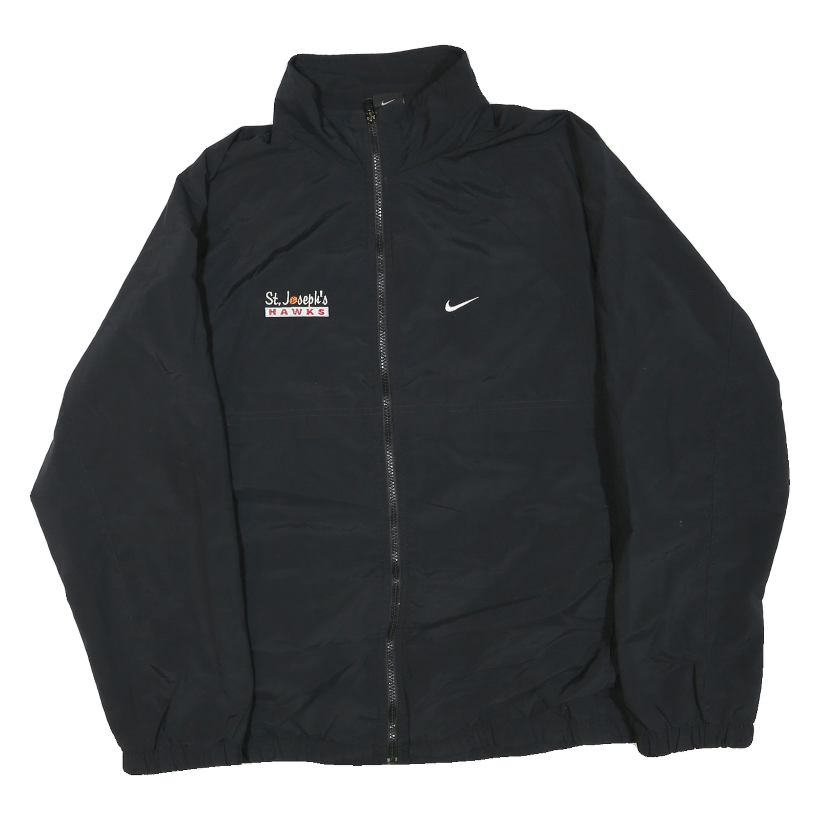 NIKE Mens Black St Josephs Hawks Track Jacket M Polyester Blend Zip Plain Refurbished - N/A refurbished available on Cerqular