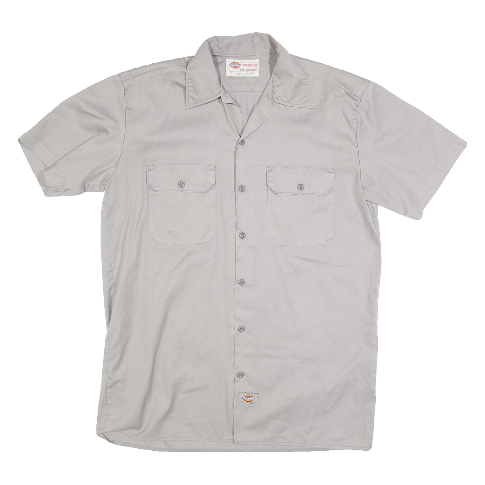 DICKIES Mens Grey Workwear Shirt Short Sleeve M Cotton Button Pockets Refurbished - N/A refurbished available on Cerqular