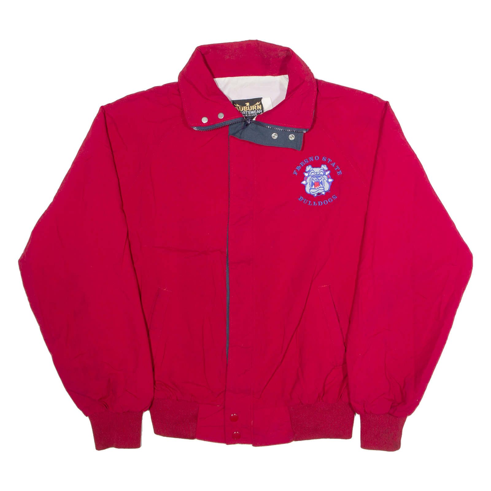 AUBURN Fresno State Bulldogs Mens Track Jacket Red Nylon USA M Refurbished - N/A refurbished available on Cerqular