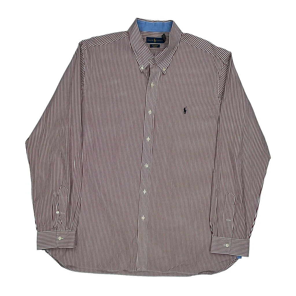 Ralph Lauren Striped Shirt - 2XL Red Cotton Refurbished - Thrifted (note: this is a term often used to describe second- refurbished available on Cerqular