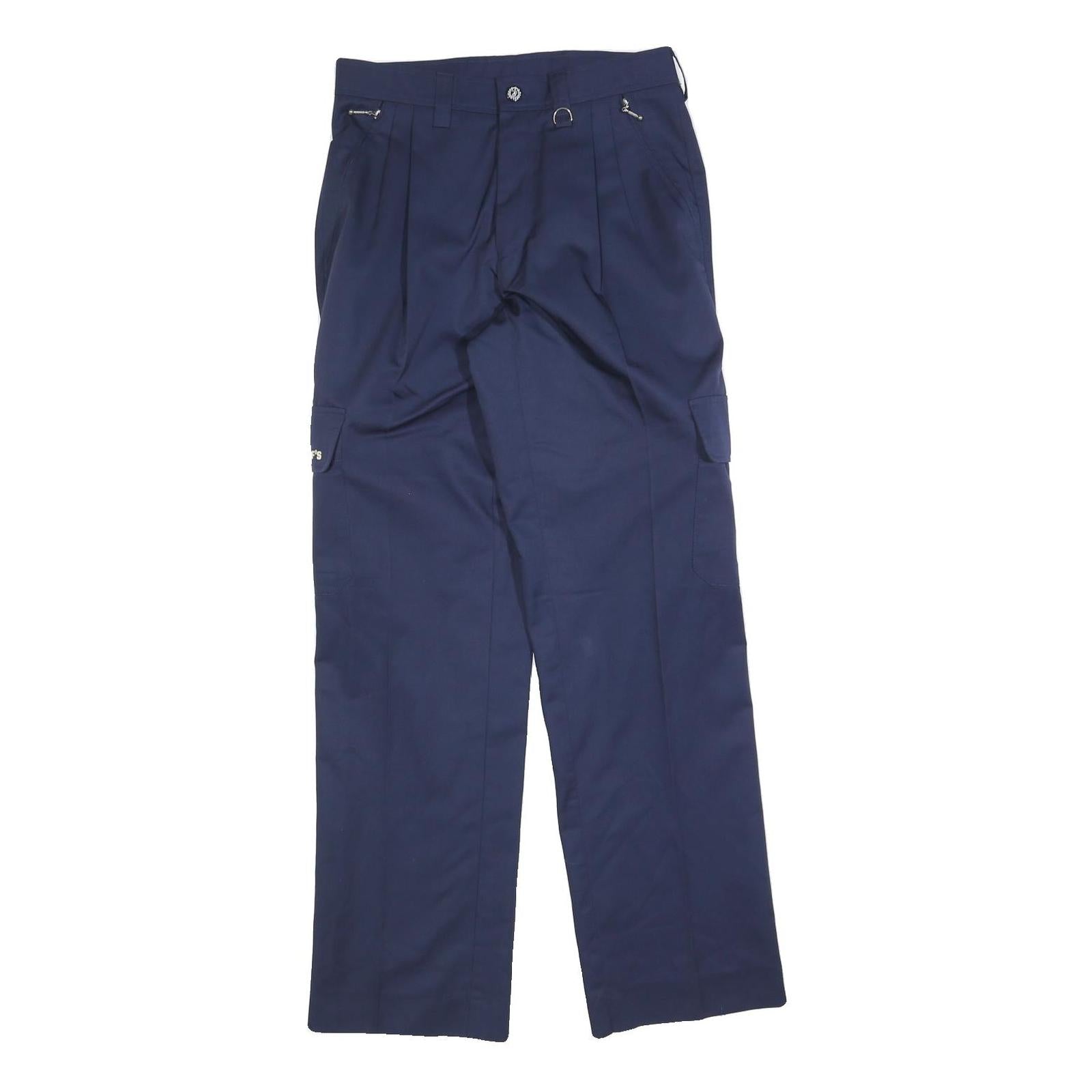 OLAF'S Mens Regular Navy Blue Trousers W28 L32 Zip Closure Side Pocket Workwear Refurbished - N/A refurbished available on Cerqular