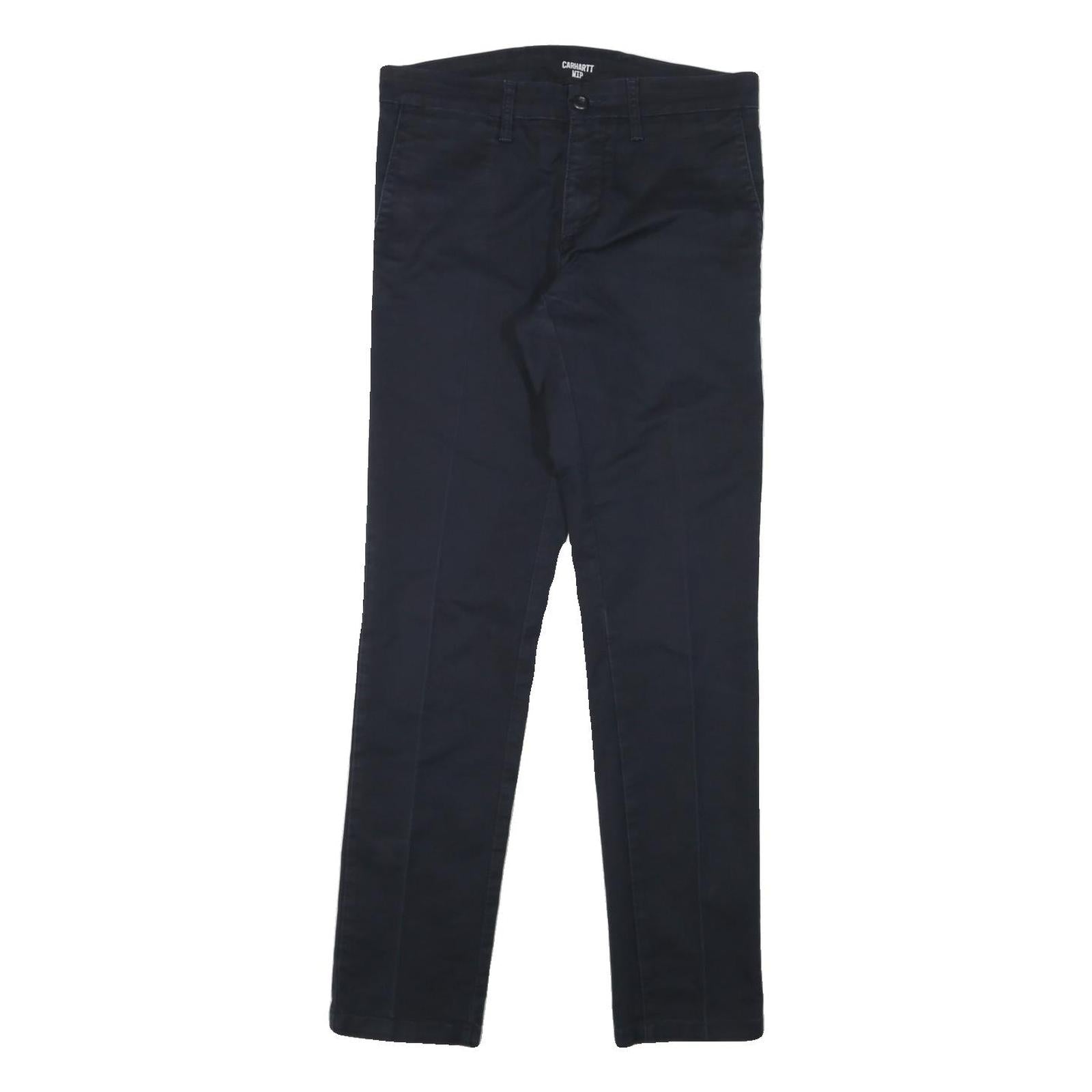 CARHARTT WIP Mens Cotton Blend Navy Slim Tapered Trousers W30 L32 Workwear Zip Refurbished - N/A refurbished available on Cerqular