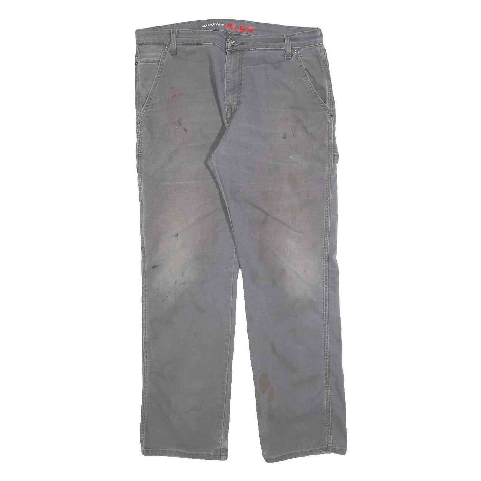 DICKIES Mens Relaxed Grey Cotton Blend Jeans W34 L32 Workwear Zip Closure Refurbished - N/A refurbished available on Cerqular