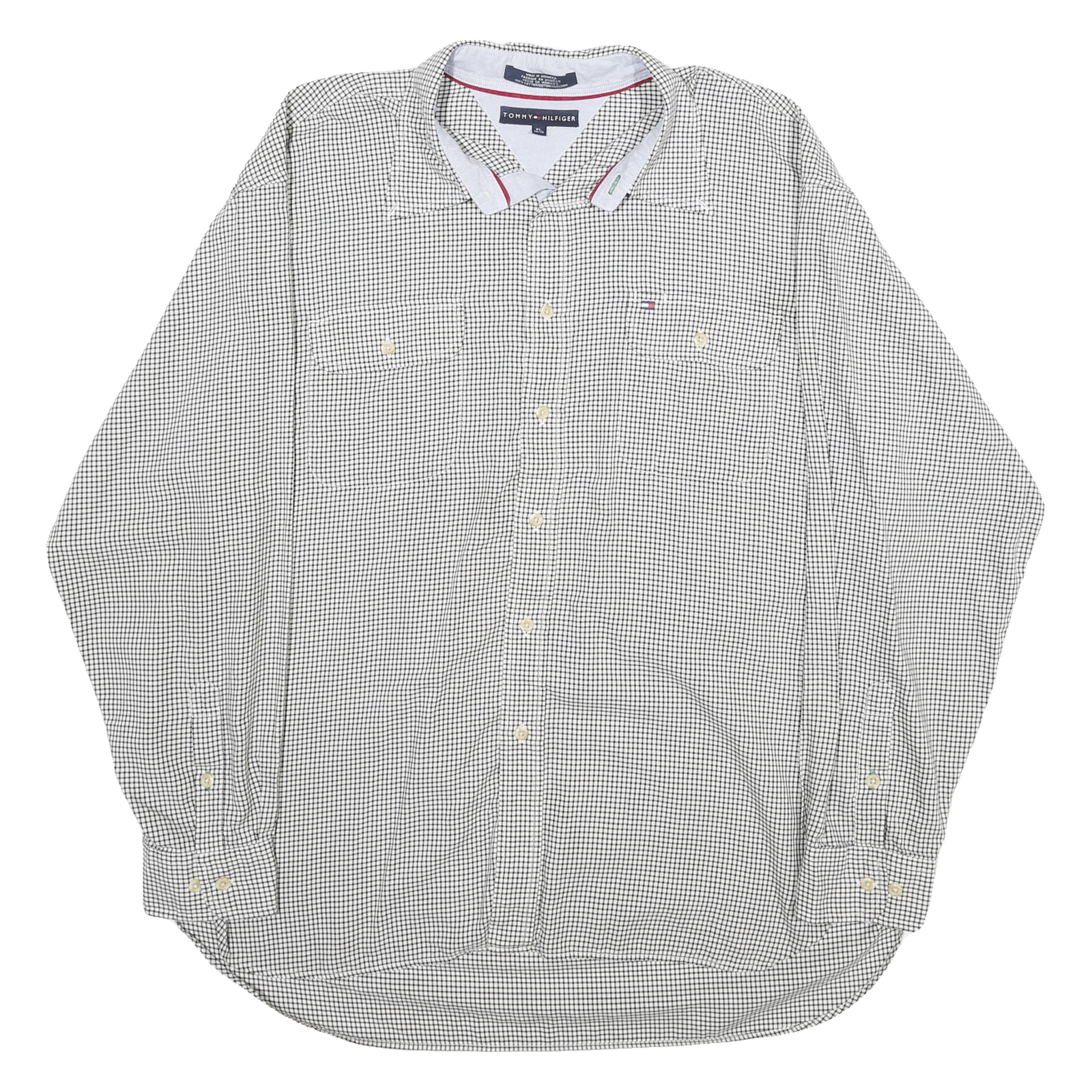 TOMMY HILFIGER Mens White & Black Check Shirt XL Cotton Long Sleeve Casual Refurbished - N/A refurbished available on Cerqular