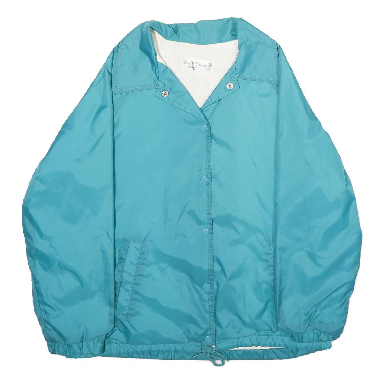 CURRENT SEEN Womens Blue Nylon Button Jacket M Plain Lightweight Outerwear Refurbished - N/A refurbished available on Cerqular