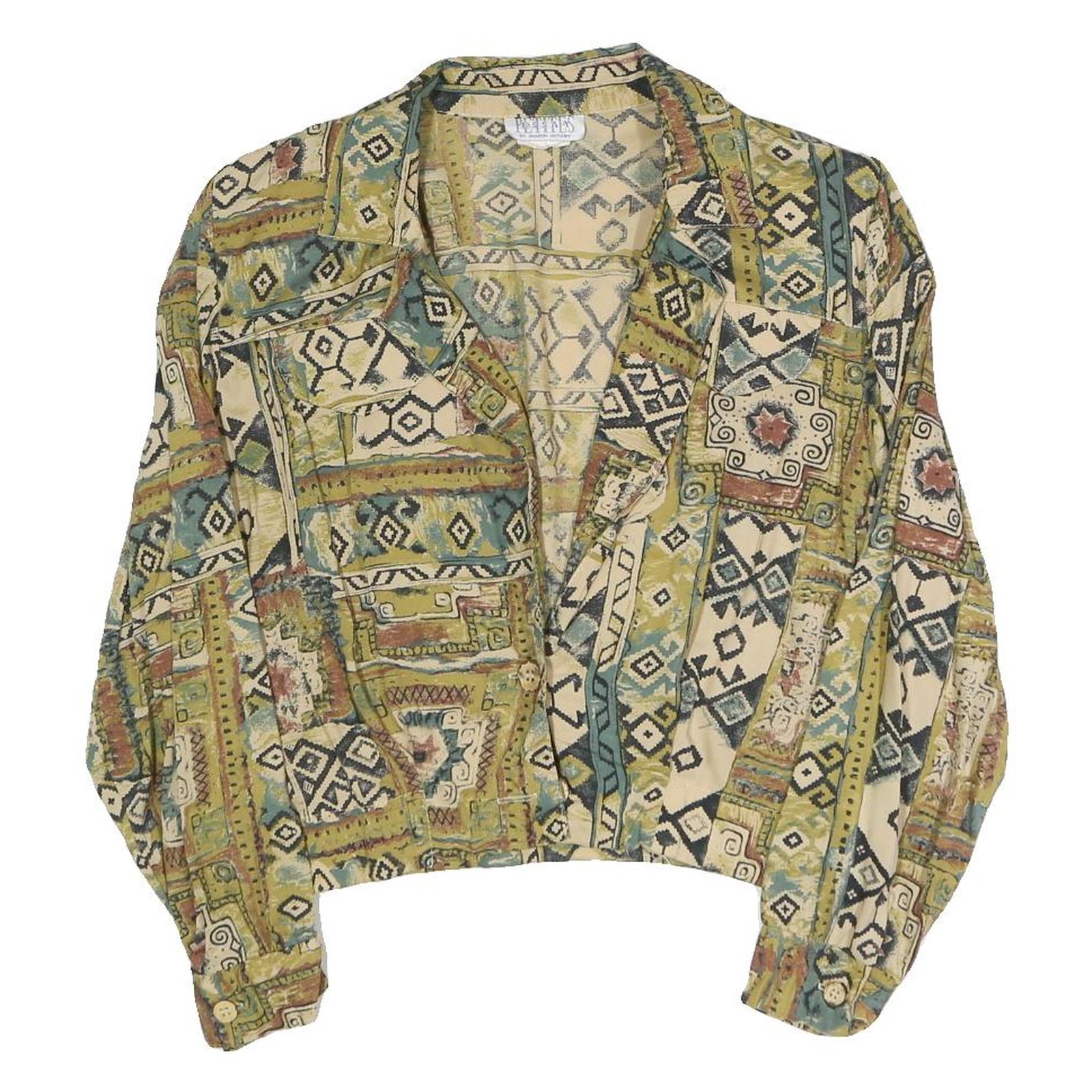ESSAY Womens Green & Beige Printed Shirt Long Sleeve Collared M Cotton Blend Refurbished - N/A refurbished available on Cerqular