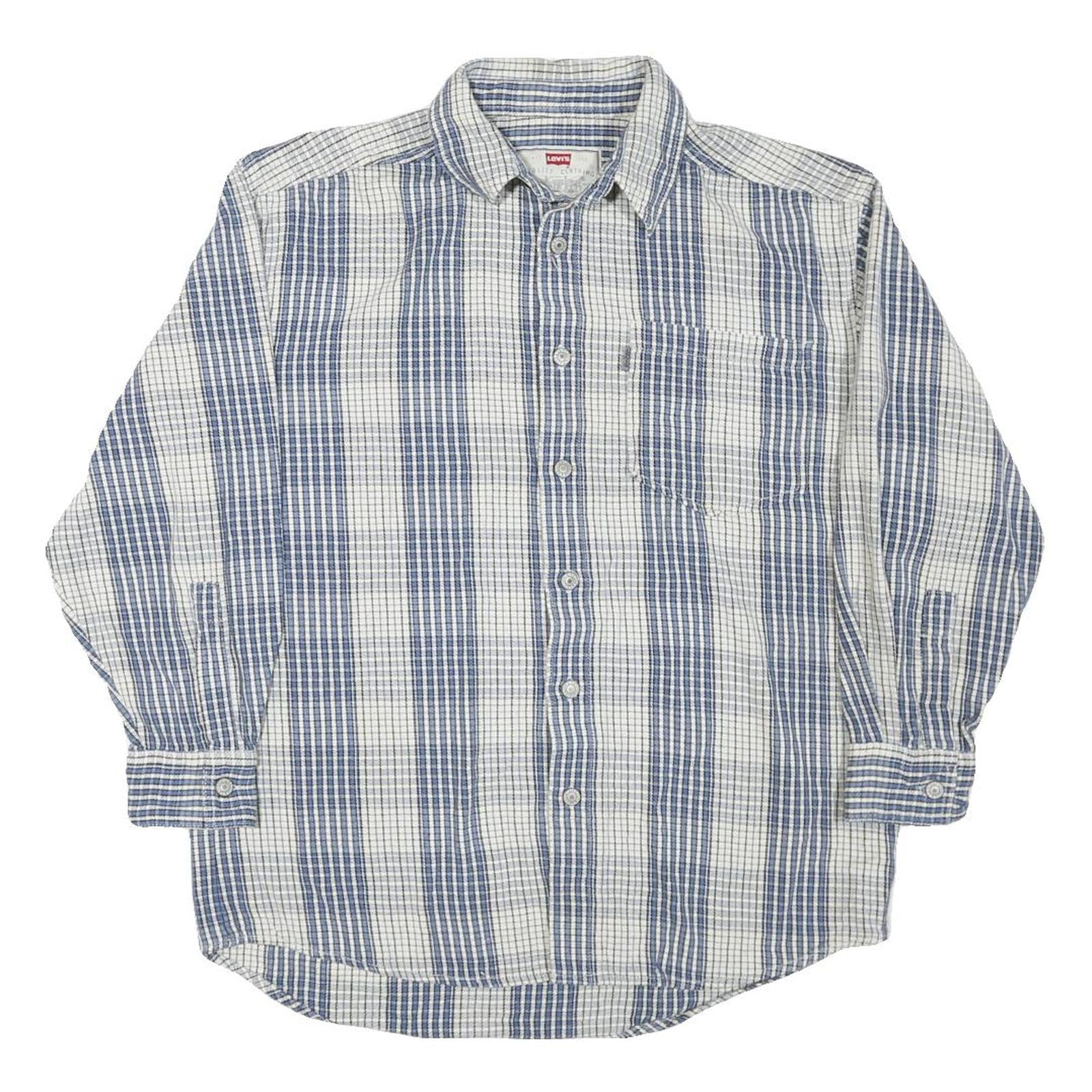 LEVI'S Mens Blue & White Striped Shirt L Cotton Blend Button Down Casual Refurbished - N/A refurbished available on Cerqular