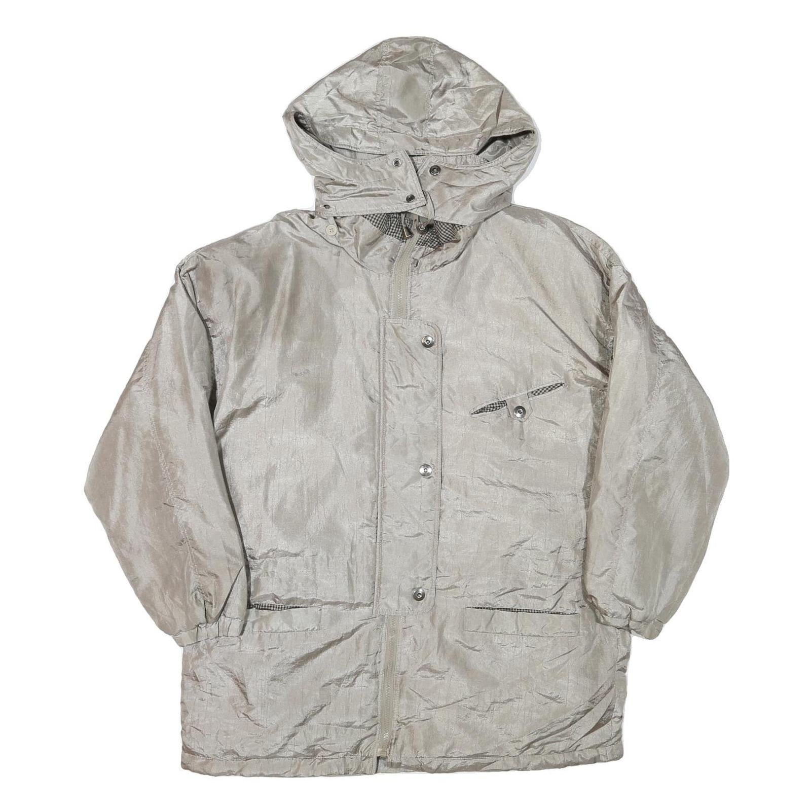BRAETAN Womens Silver Hooded Jacket M Polyester Blend Plain Zip Casual Refurbished - N/A refurbished available on Cerqular
