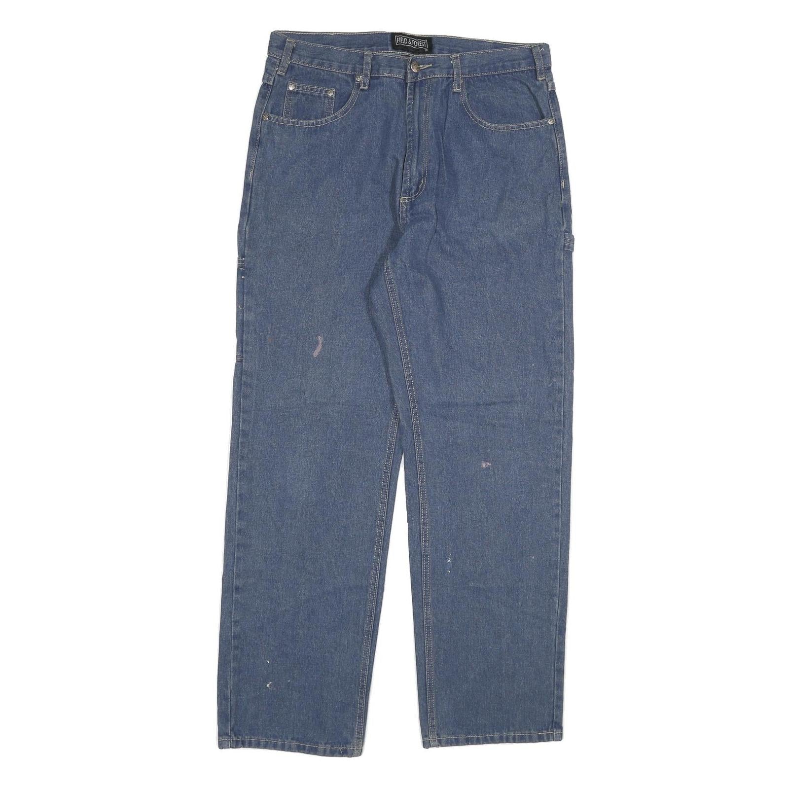 FIELD AND FOREST Mens Jeans Blue Regular Straight Denim Medium W34 L32 Workwear Refurbished - N/A refurbished available on Cerqular