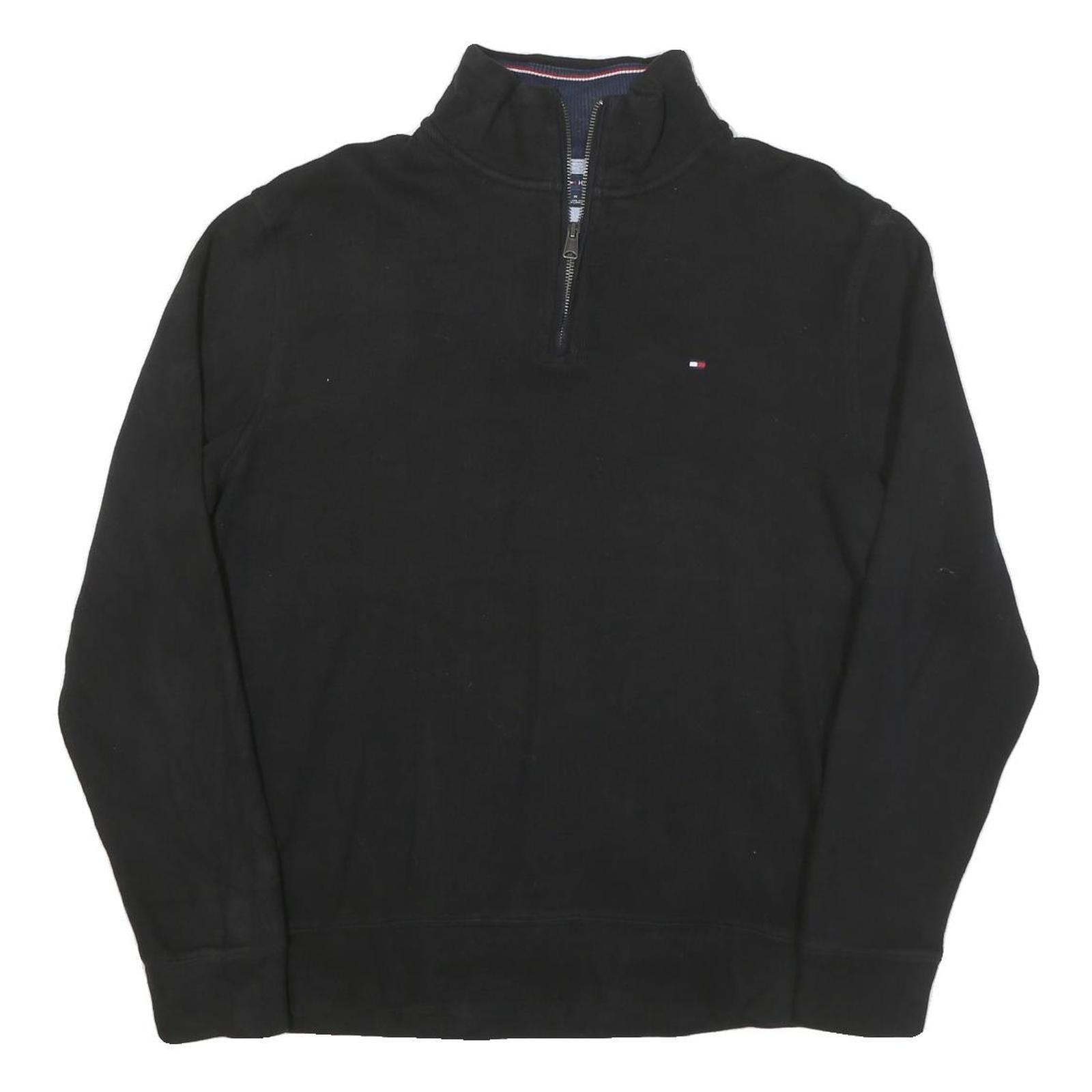 TOMMY HILFIGER Mens Black Cotton Blend Pullover Plain Crew Neck Jumper M Classic Refurbished - N/A refurbished available on Cerqular