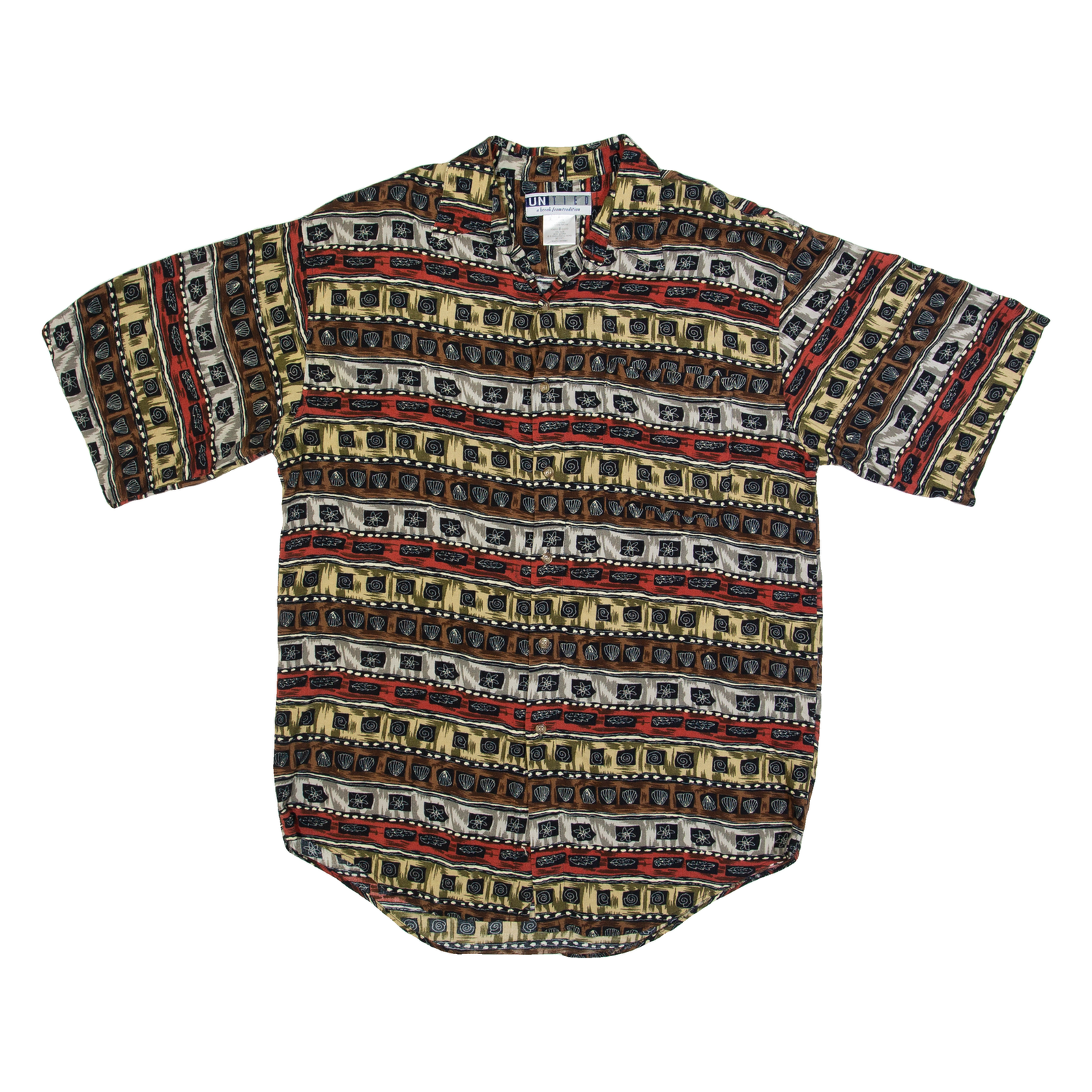 UNITED Seashells Mens Hawaiian Shirt Brown Crazy Pattern M Refurbished - N/A refurbished available on Cerqular