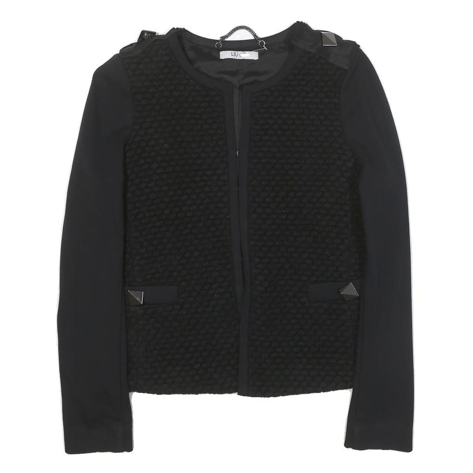 LIU JO Womens Black Quilted Button Jacket XS Polyester Blend Stylish Refurbished - N/A refurbished available on Cerqular