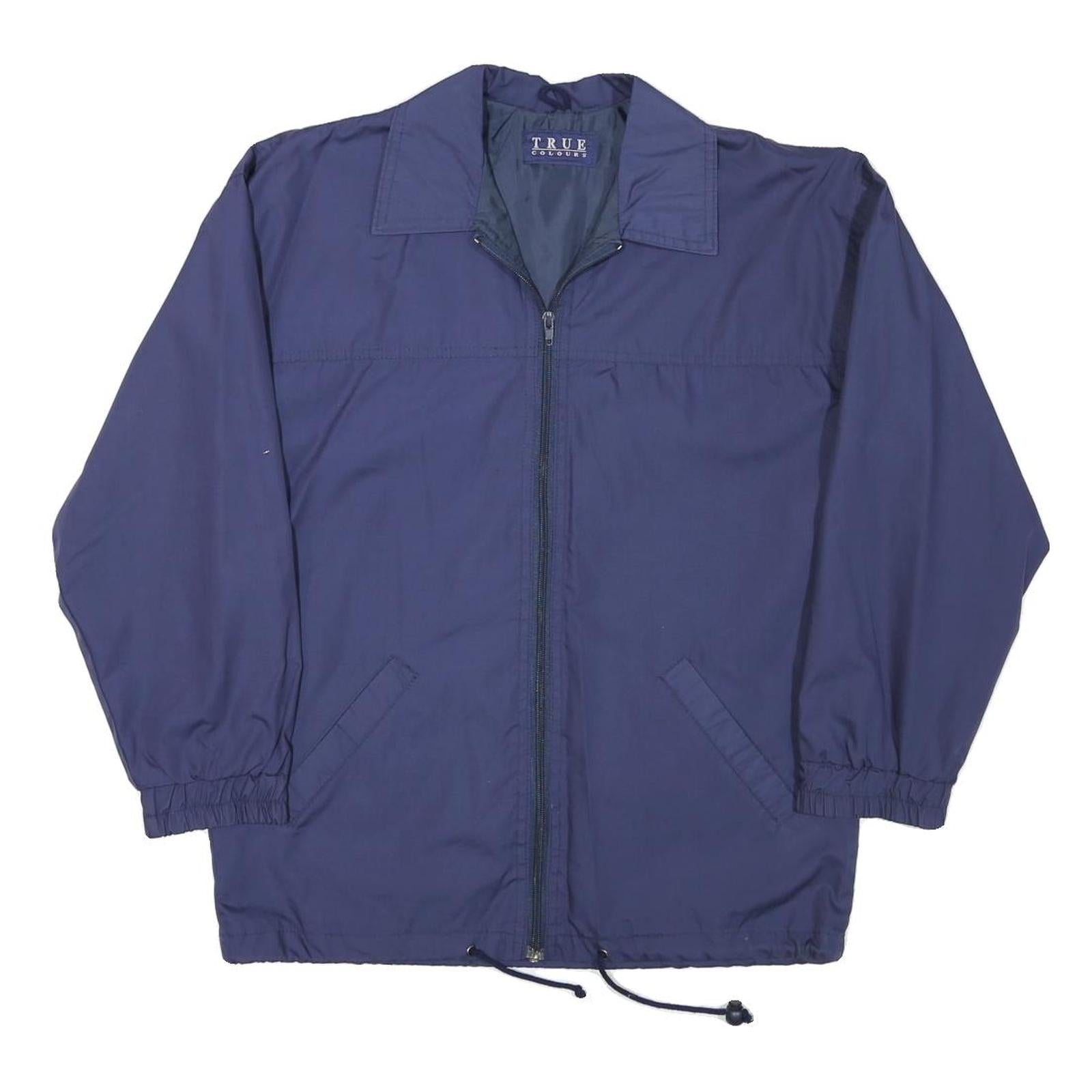 TRUE COLOURS Mens Navy Blue Jacket M Polyester Blend Zip Regular Fit Plain Refurbished - N/A refurbished available on Cerqular