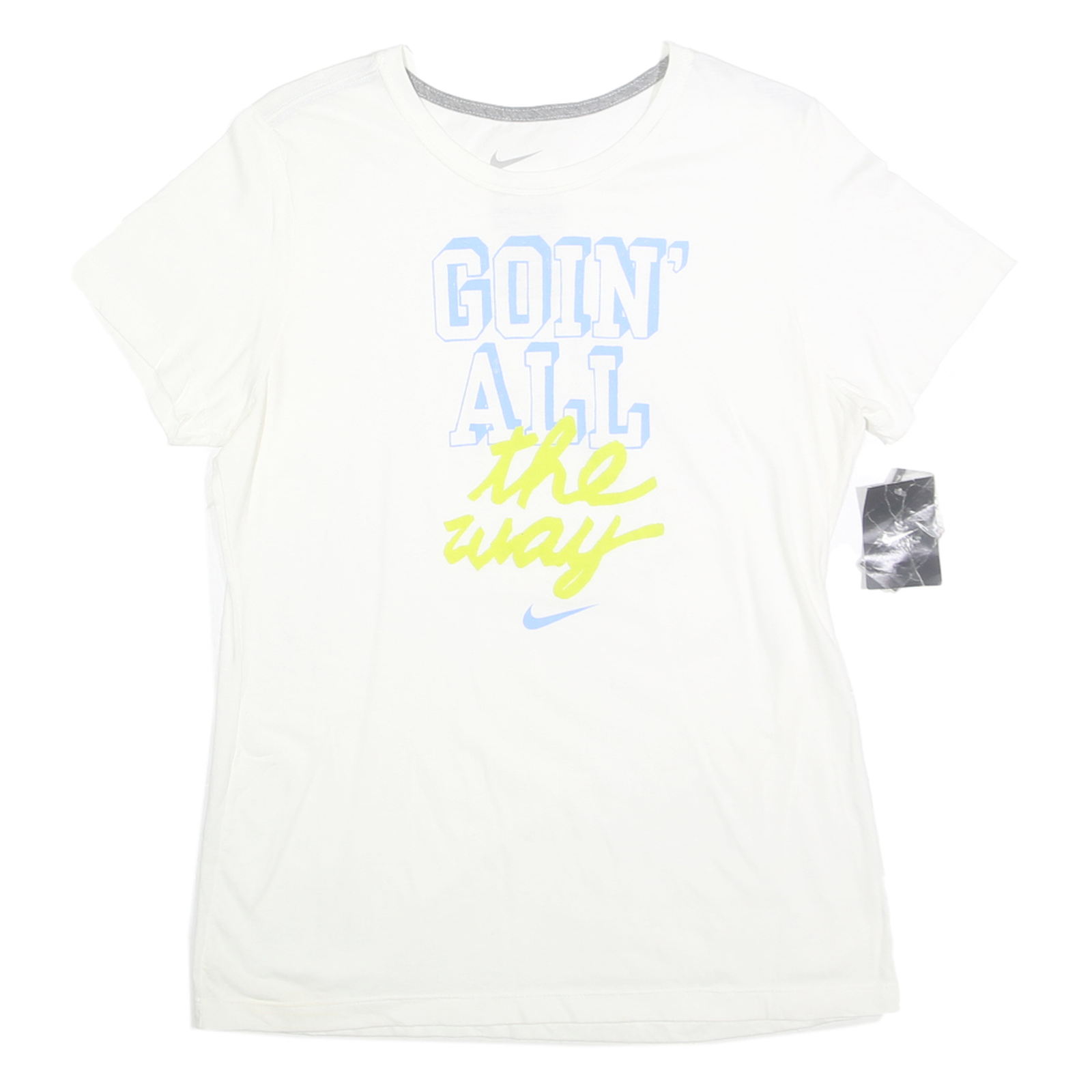 NIKE Womens White Graphic T-Shirt XL Short Sleeve Crew Neck Cotton Casual Refurbished - N/A refurbished available on Cerqular