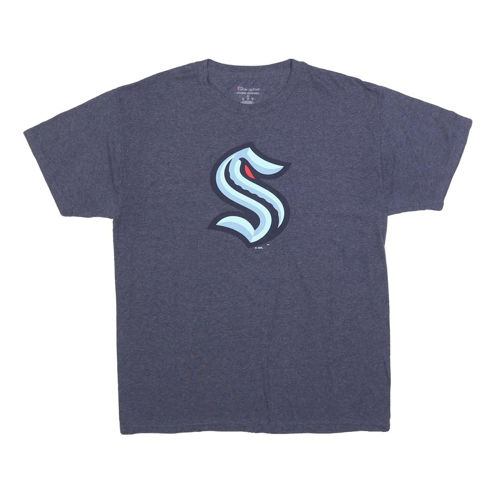 CHAMPION Mens Blue Graphic T-Shirt M Short Sleeve Crew Neck NHL Logo Refurbished - N/A refurbished available on Cerqular