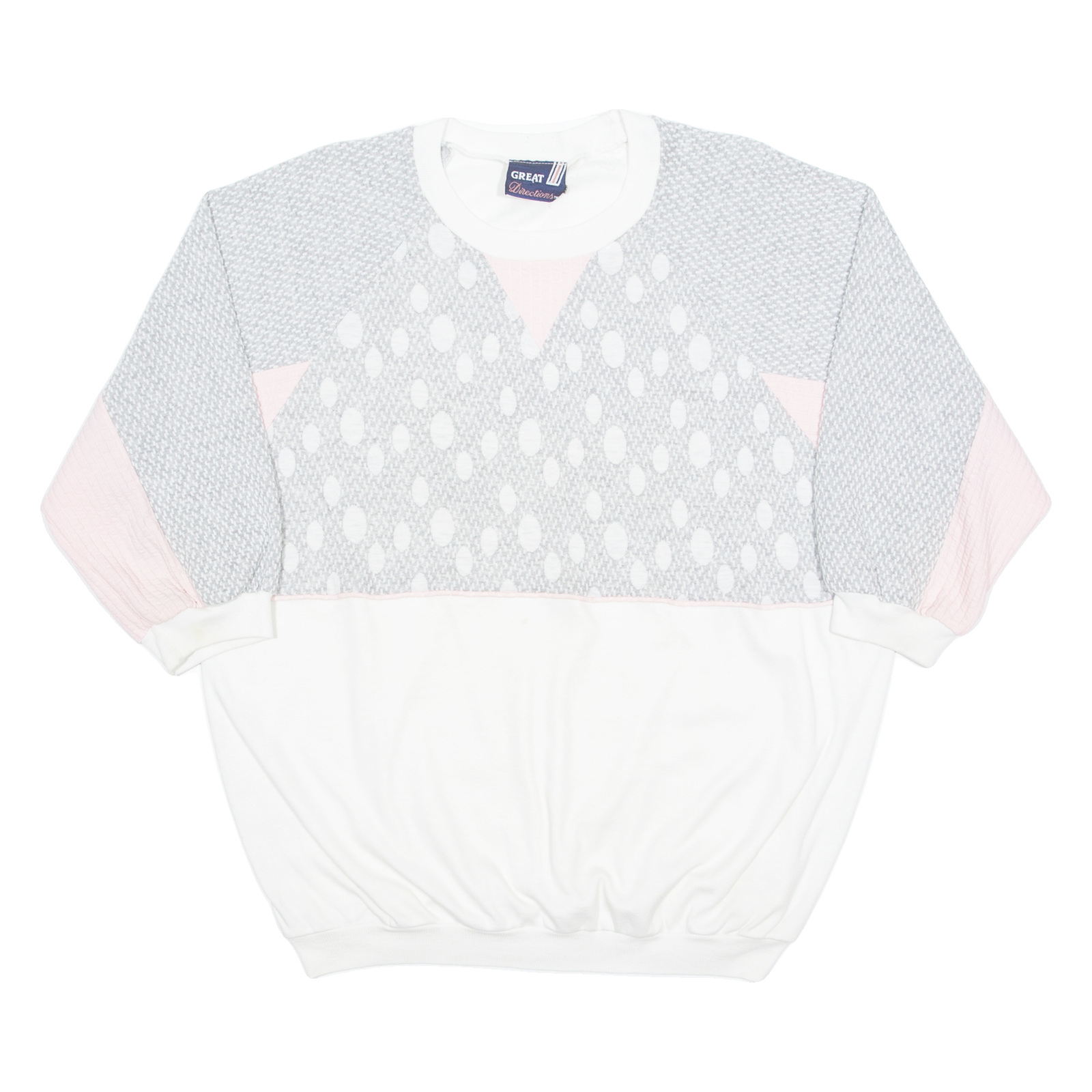 GREAT DIRECTION Short Sleeve Womens Sweatshirt White Crew Neck 90s M Refurbished - N/A refurbished available on Cerqular