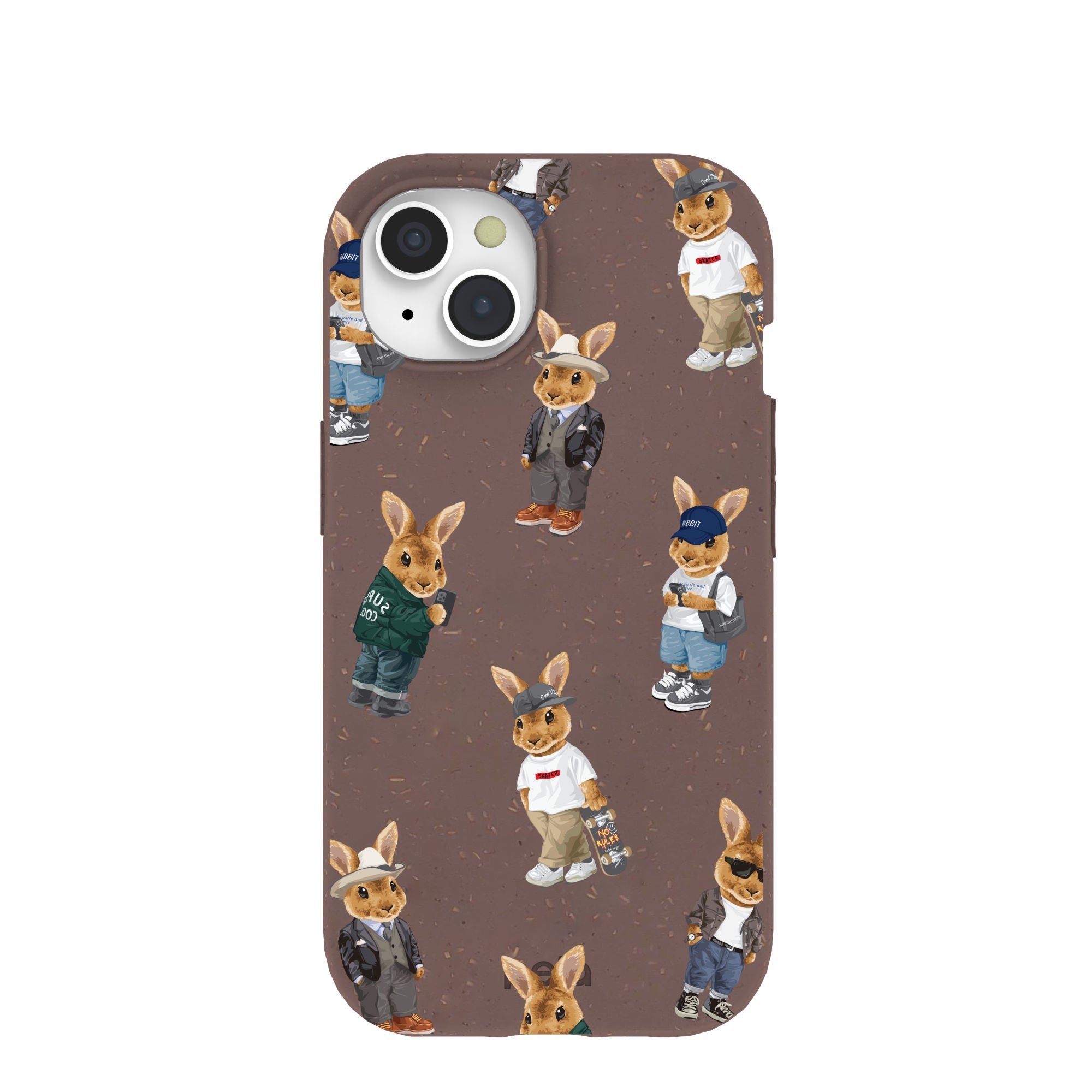 Chocolate Brown Rabbit Friends iPhone 15 Case Refurbished - Pela Case refurbished available on Cerqular