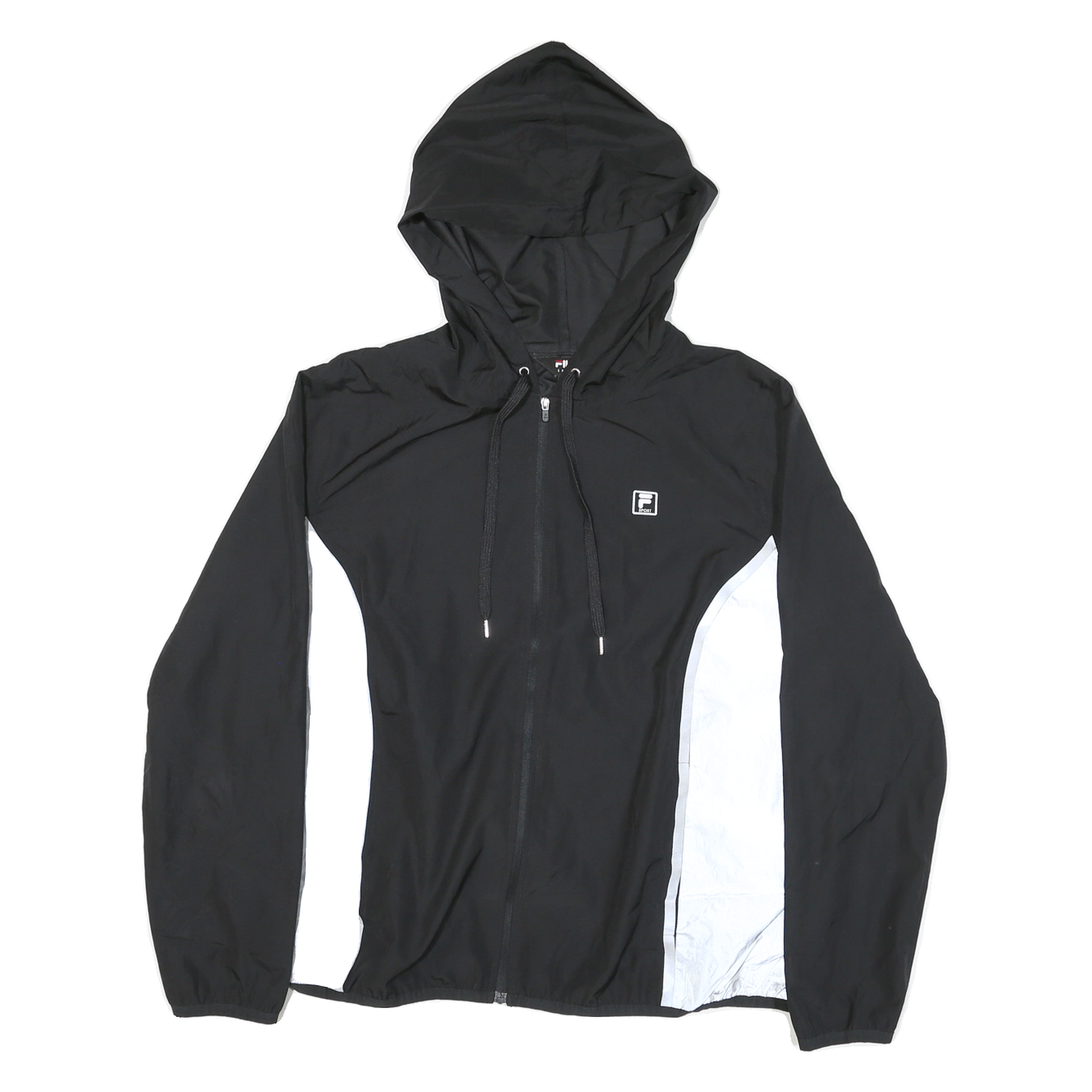 FILA Mens Black & White Nylon Zip Hooded Jacket XL Sportswear Casual Windbreaker Refurbished - N/A refurbished available on Cerqular