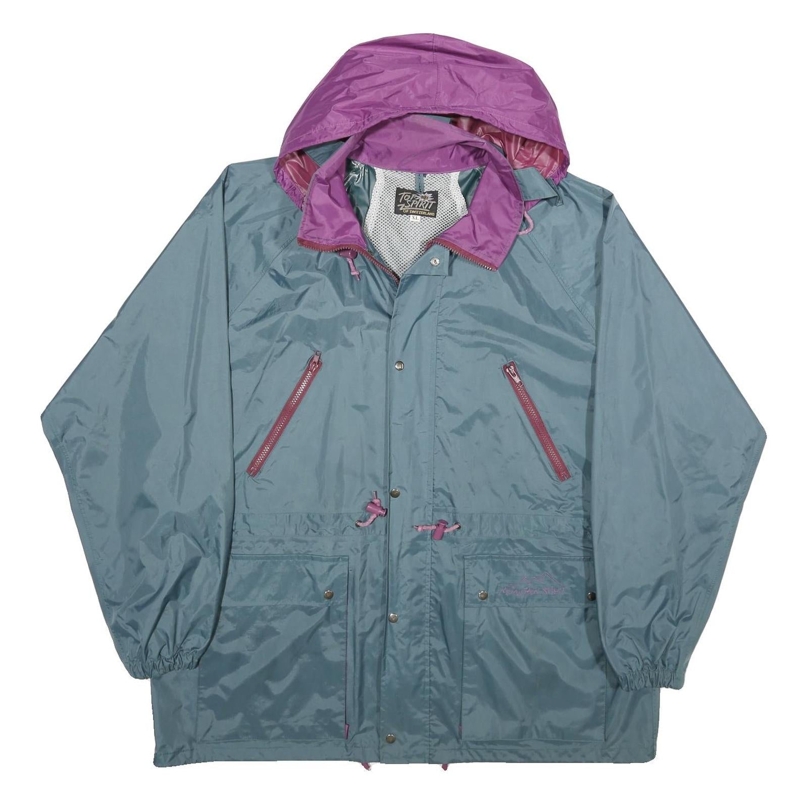 TOP SPIRIT Mens Blue & Purple Hooded Nylon Zip Jacket XL Lightweight Water Refurbished - N/A refurbished available on Cerqular