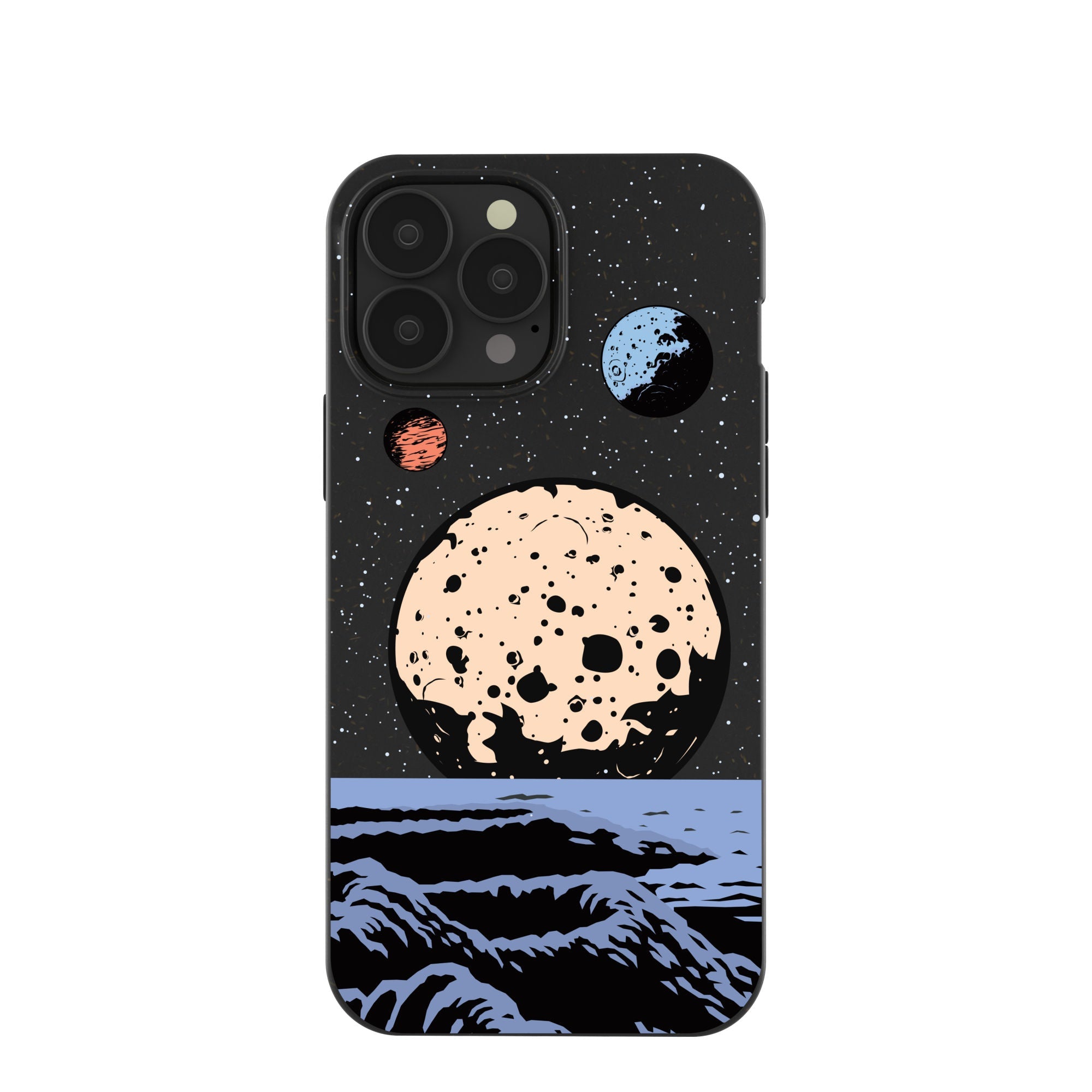 Black Retro Moon iPhone 13 Pro Max Case Refurbished - Pela Case refurbished available on Cerqular