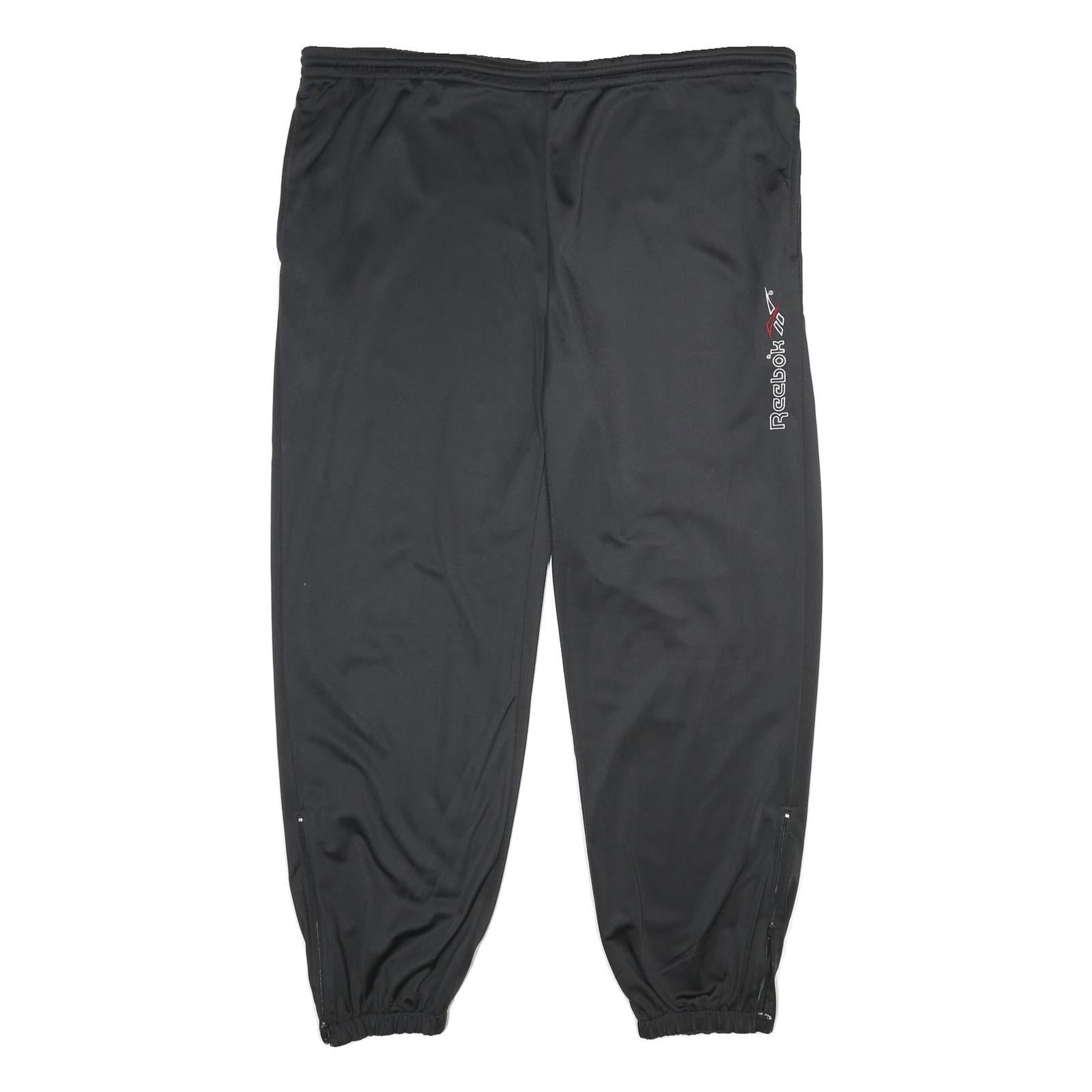 REEBOK Mens Joggers Black XL W44 L32 Polyester Slim Tapered Drawstring Training Refurbished - N/A refurbished available on Cerqular