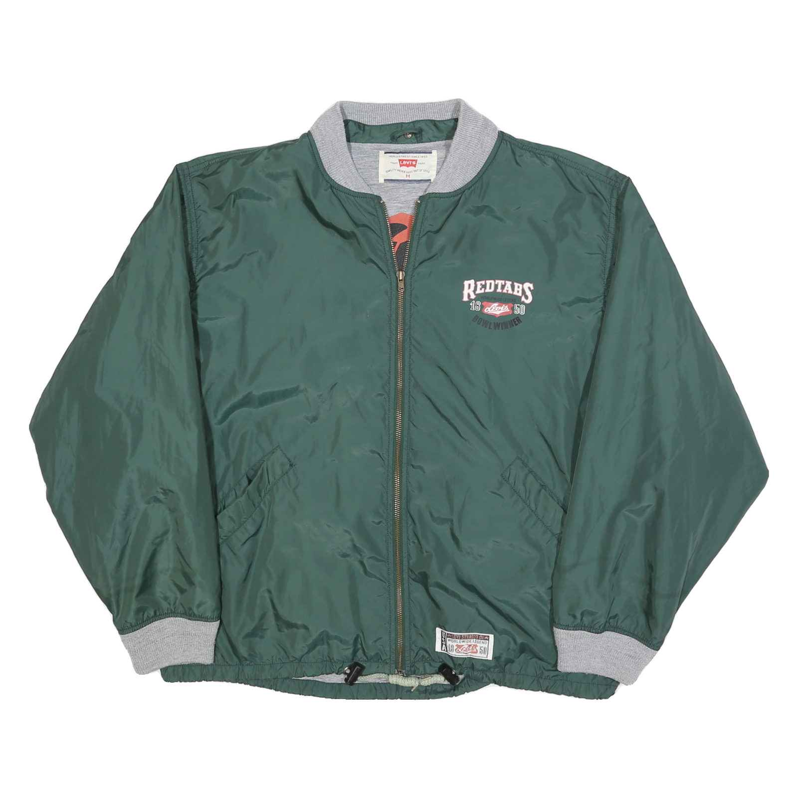 LEVI'S Mens Green Bomber Jacket M Polyester Zip Pocketed Casual Outerwear Refurbished - N/A refurbished available on Cerqular