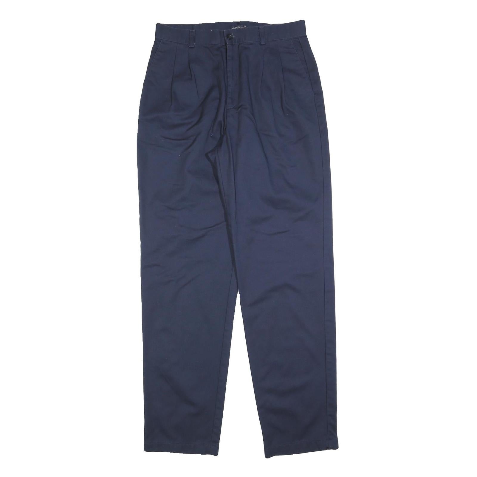 DOCKERS Womens Cotton Blend Navy Regular Straight Trousers W30 L34 Classic Refurbished - N/A refurbished available on Cerqular