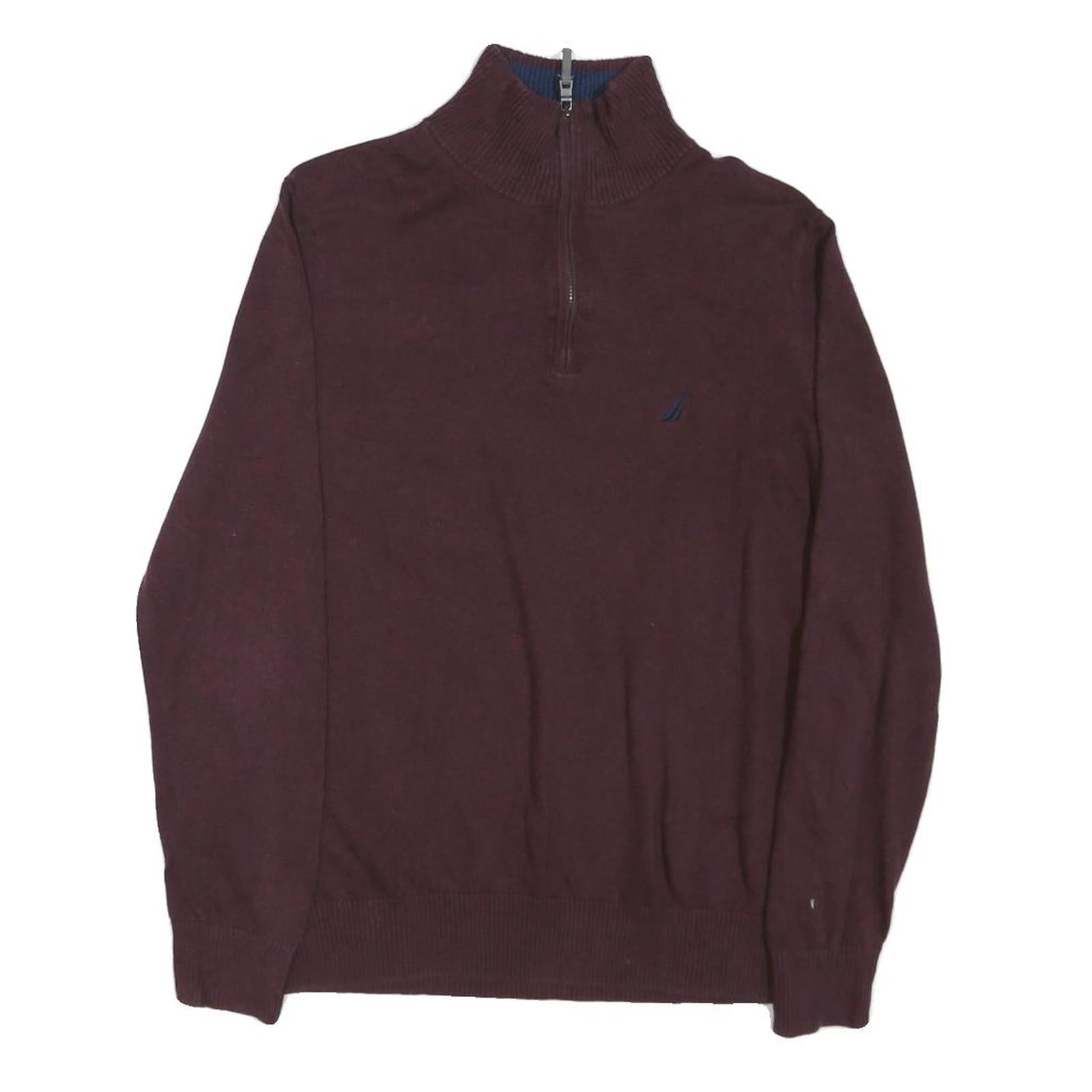 NAUTICA Mens Maroon Half Zip Plain Cotton Blend Jumper S Pullover Cotton Knit Refurbished - N/A refurbished available on Cerqular