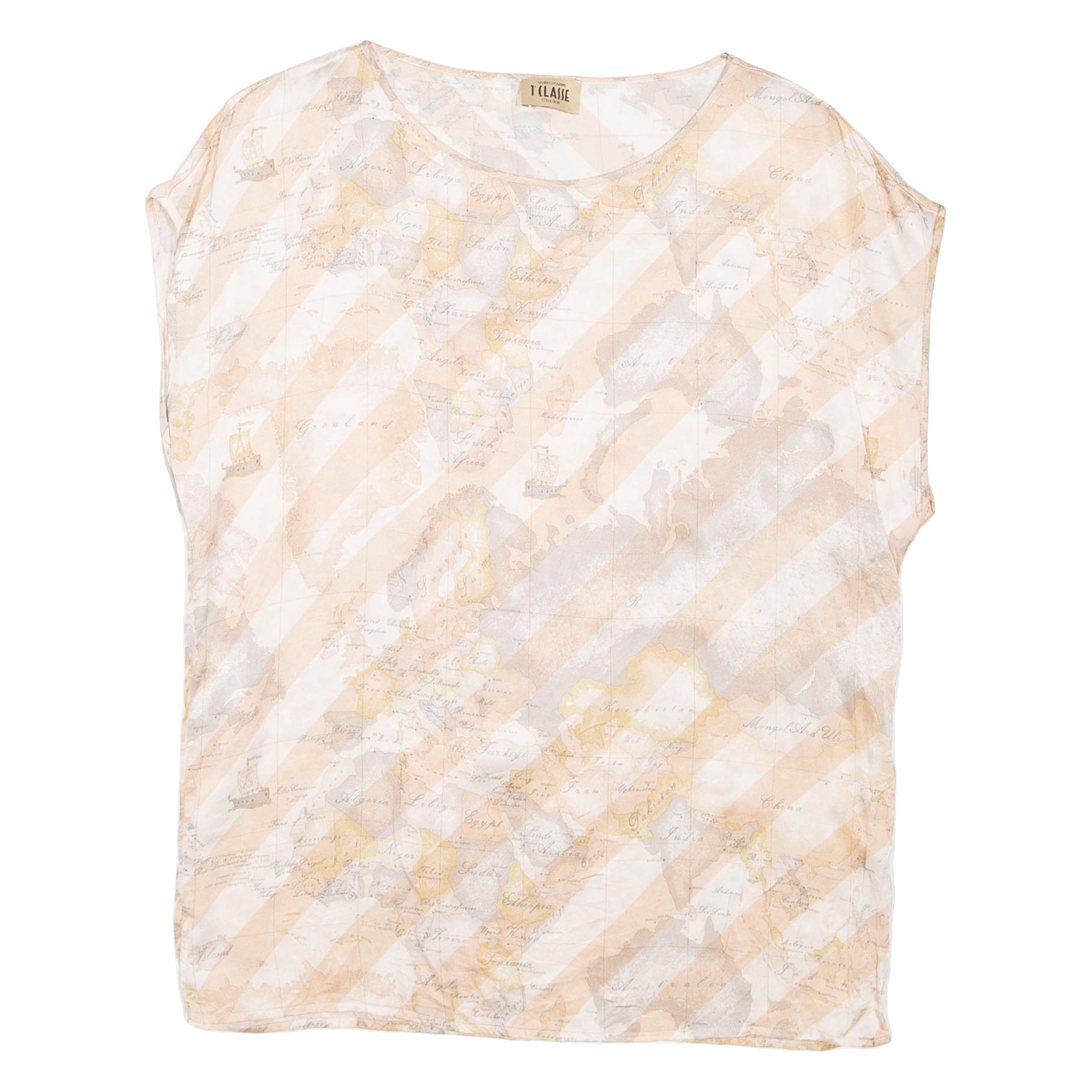World Map Womens Printed Top Pink Crazy Pattern M Refurbished - N/A refurbished available on Cerqular