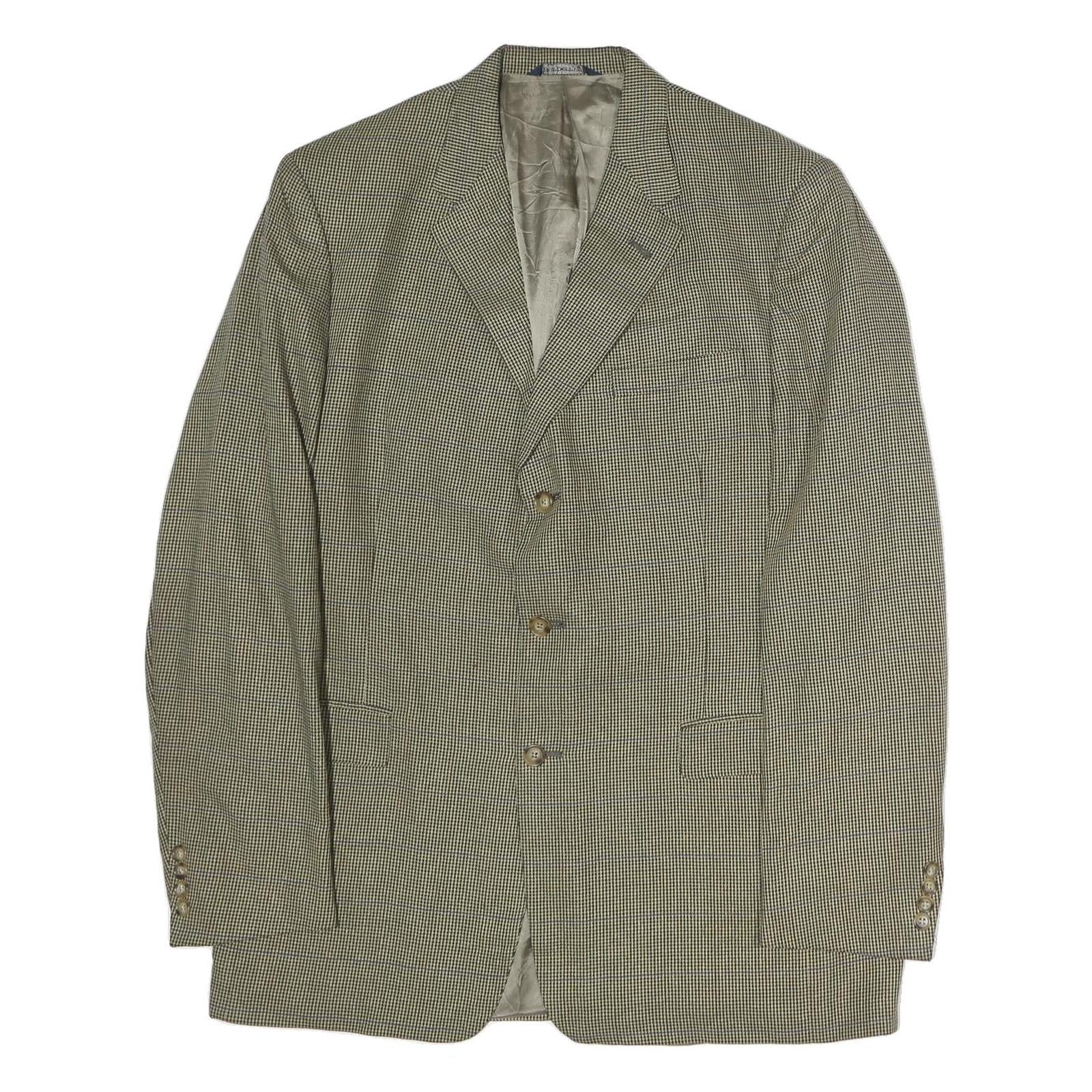 BURBERRY Mens Beige Brown Check Tailored Jacket L Cotton Button Classic Style Refurbished - N/A refurbished available on Cerqular