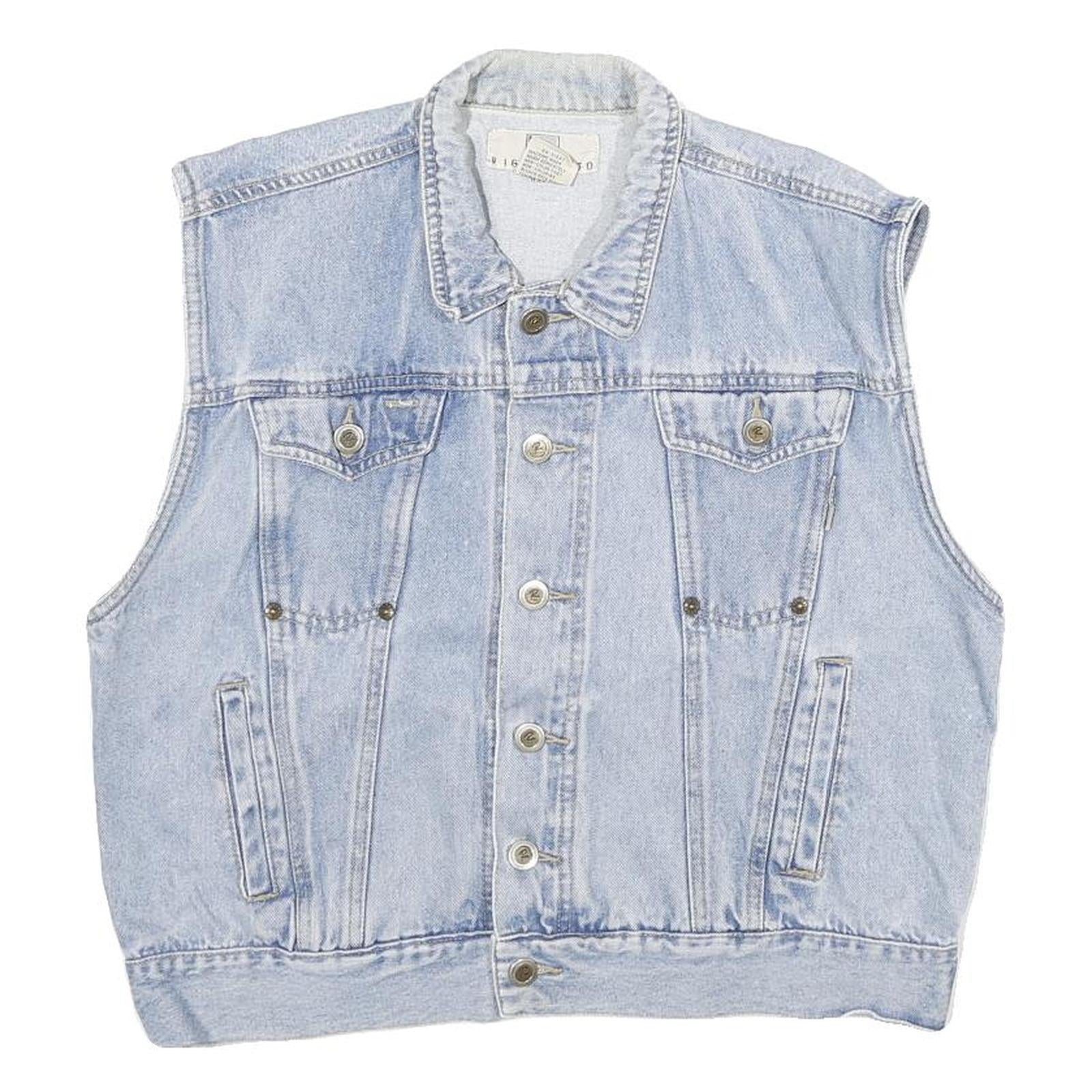 RIGOLLETTO Womens Blue Sleeveless Cotton Denim Jacket M Button Front Casual Refurbished - N/A refurbished available on Cerqular