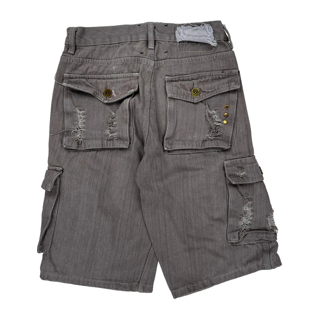 Fusai Cargo Shorts - 28W 12L Grey Cotton Refurbished - Thrifted (note: this is a term often used to describe second- refurbished available on Cerqular