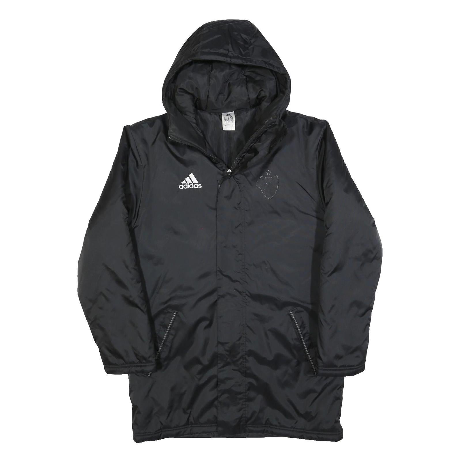 ADIDAS Mens Black Track Jacket S Polyester Blend Zip Hooded Plain Sports Coat Refurbished - N/A refurbished available on Cerqular