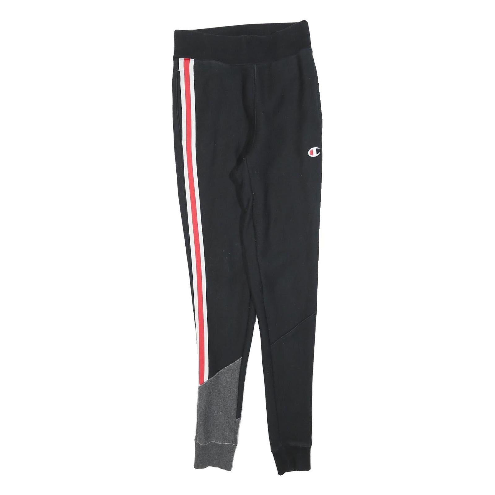 CHAMPION REVERSE WEAVE Mens Joggers Black Red & White XS W26 L32 Slim Tapered Refurbished - N/A refurbished available on Cerqular
