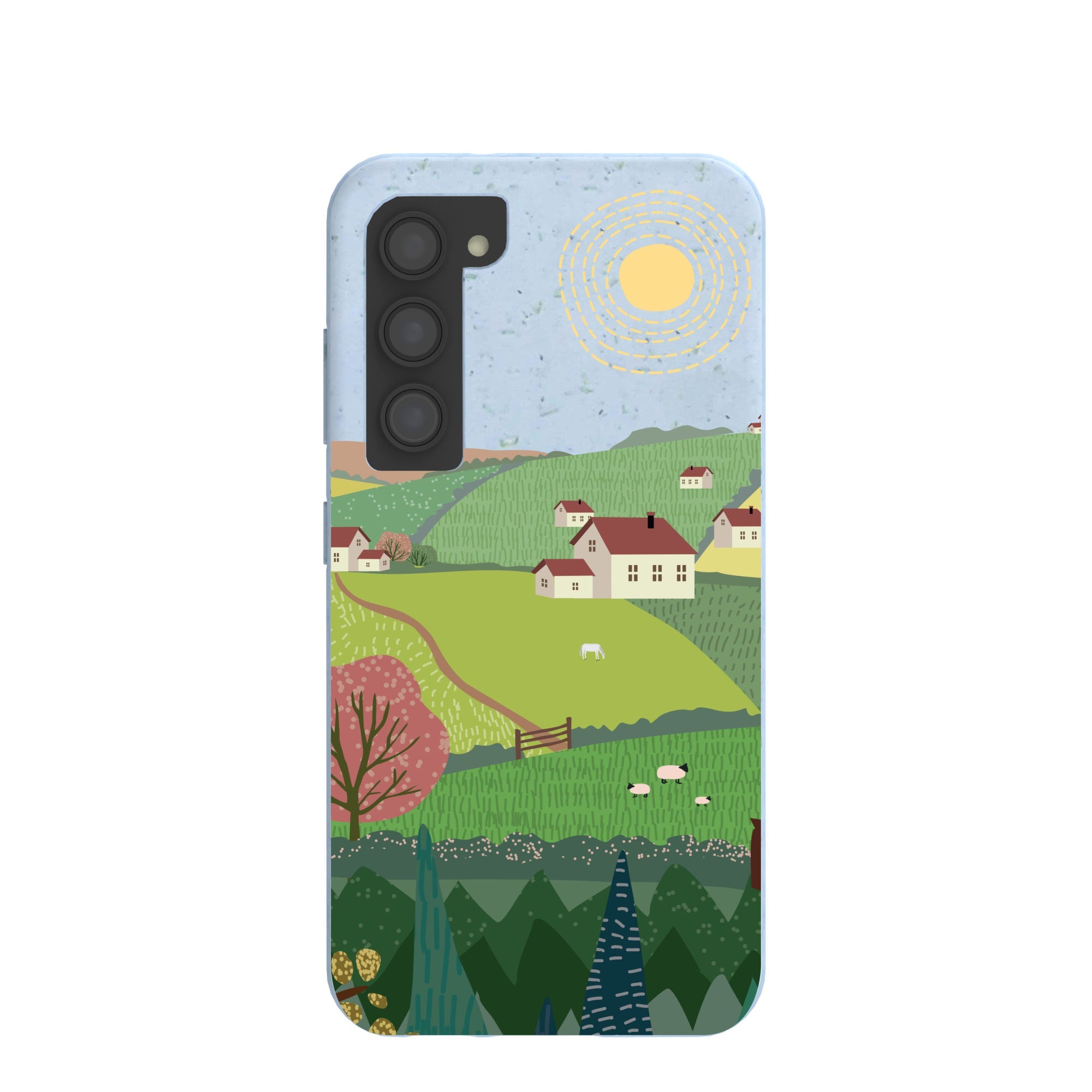 Powder Blue Sunny Countryside Samsung Galaxy S23 Case Refurbished - Pela Case refurbished available on Cerqular