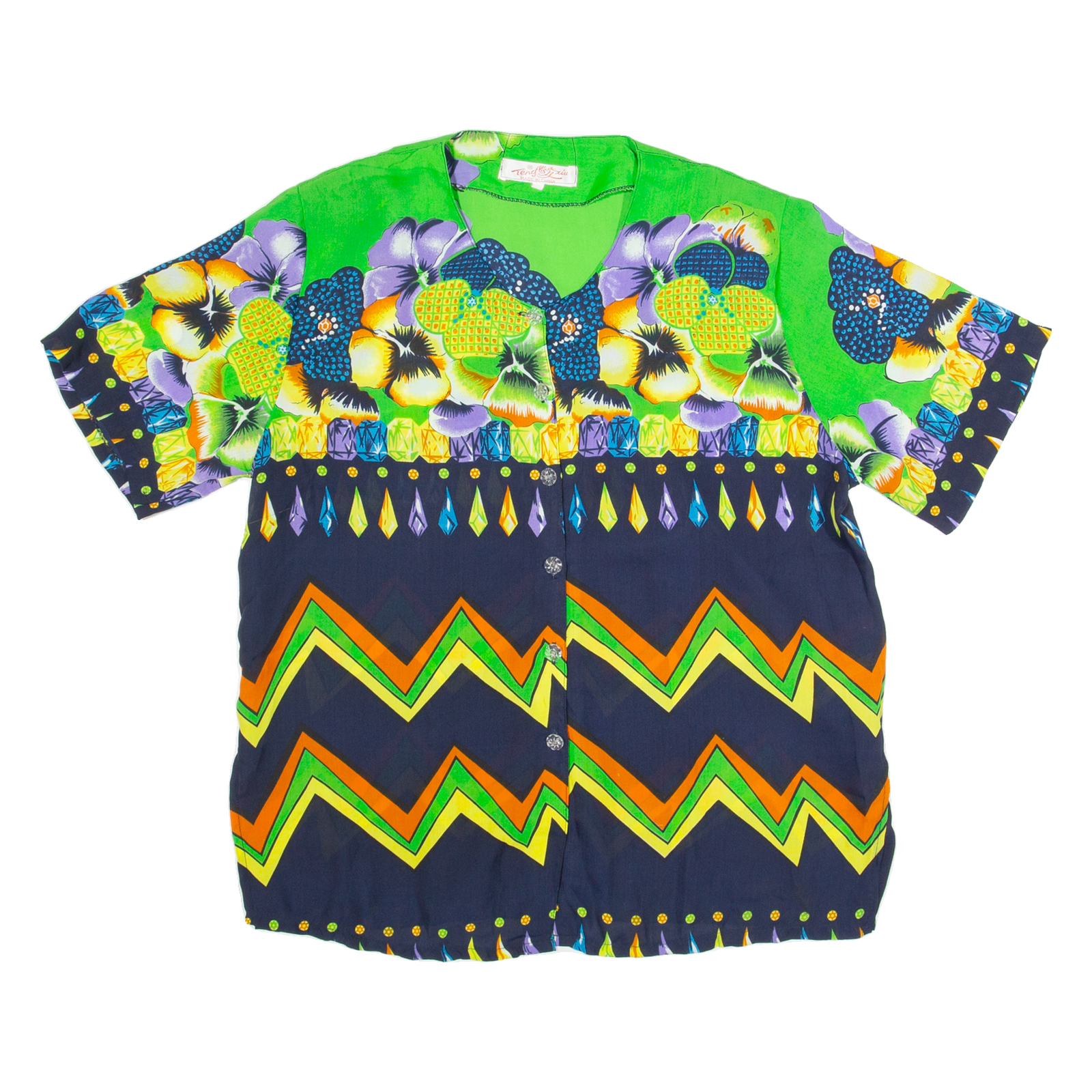 Womens Printed Shirt Blue Crazy Pattern L Refurbished - N/A refurbished available on Cerqular