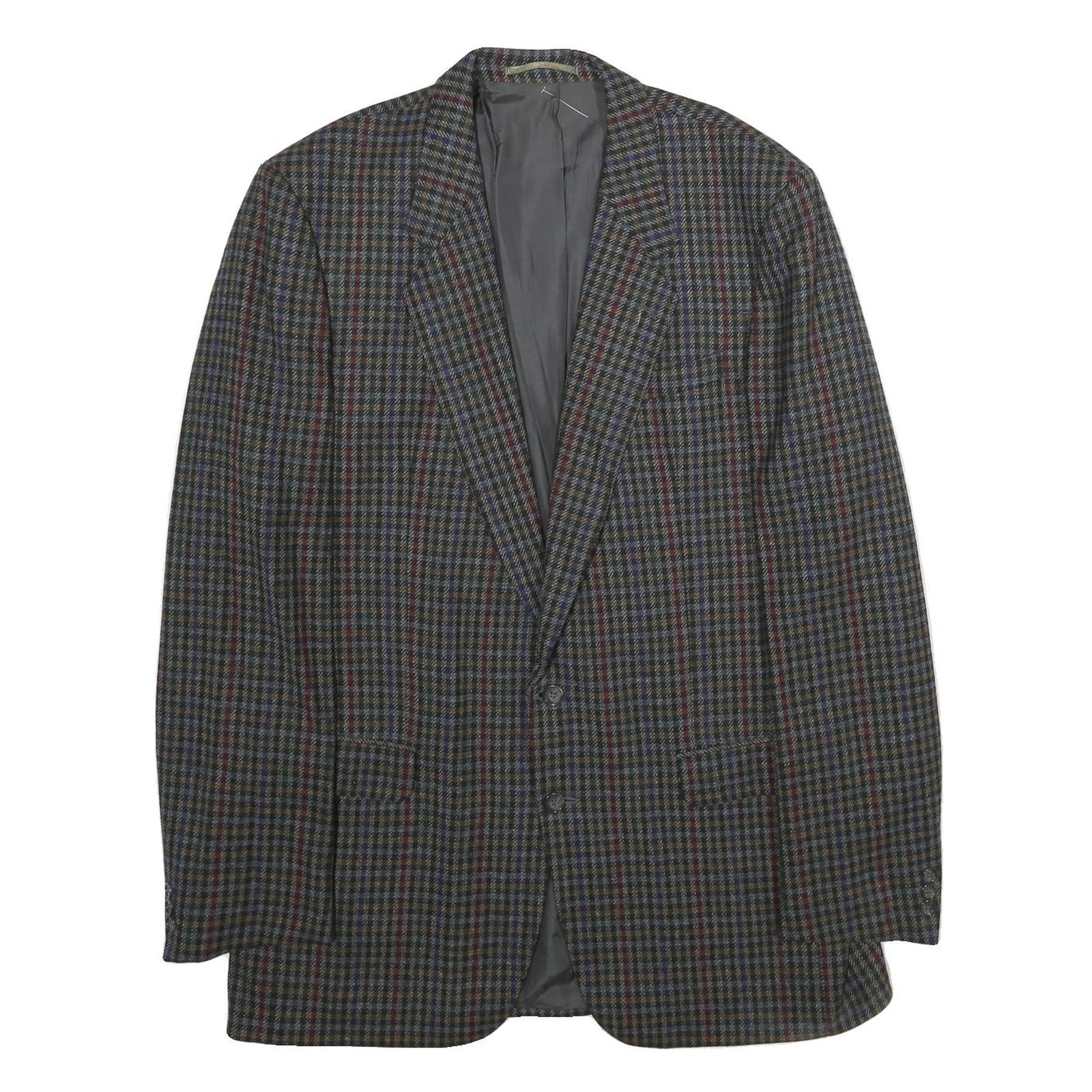 CLUB BRITANNIA Mens Grey & Red Checked Wool Blazer Jacket XL Button Closure Refurbished - N/A refurbished available on Cerqular