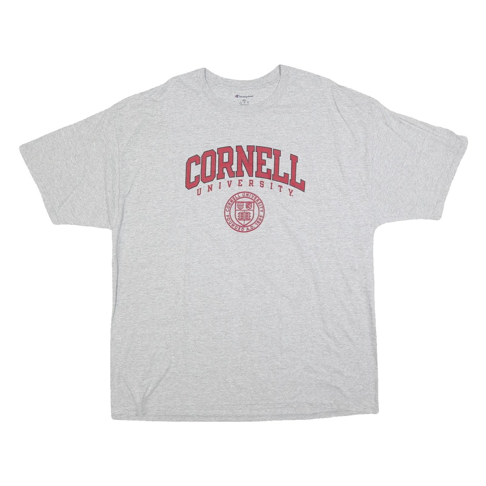 CHAMPION Mens Grey Cornell University Graphic T-Shirt 2XL Short Sleeve Crew Neck Refurbished - N/A refurbished available on Cerqular