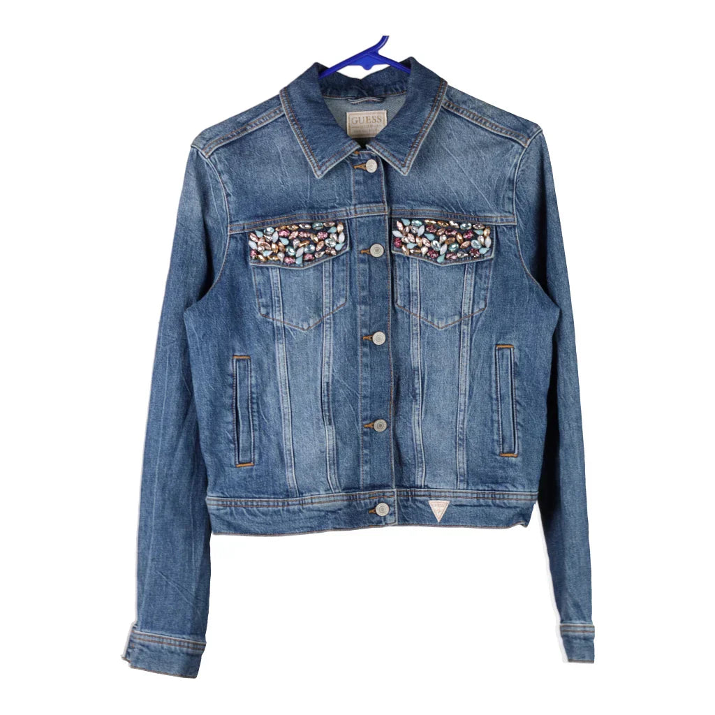 Guess Denim Jacket - Small Blue Cotton Refurbished - Thrifted (note: this is a term often used to describe second- refurbished available on Cerqular