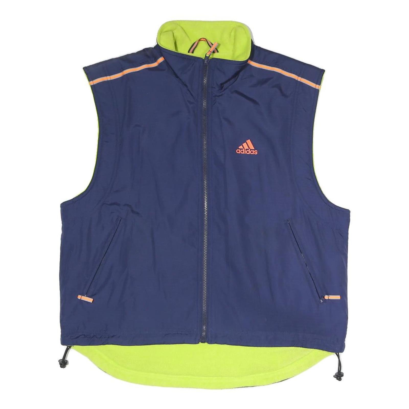 ADIDAS Mens Blue & Neon Green Sleeveless Track Jacket S Polyester Blend Zip Refurbished - N/A refurbished available on Cerqular
