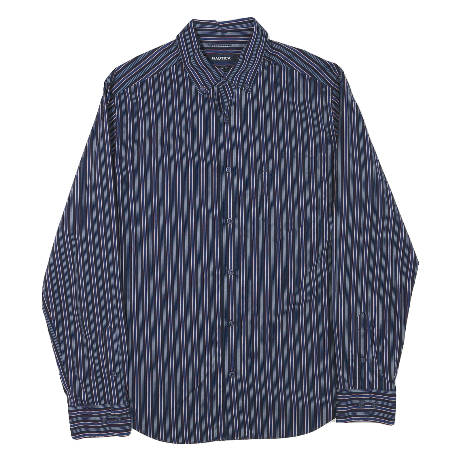 NAUTICA Mens Blue & White Striped Shirt M Cotton Blend Button-Down Collar Long Refurbished - N/A refurbished available on Cerqular